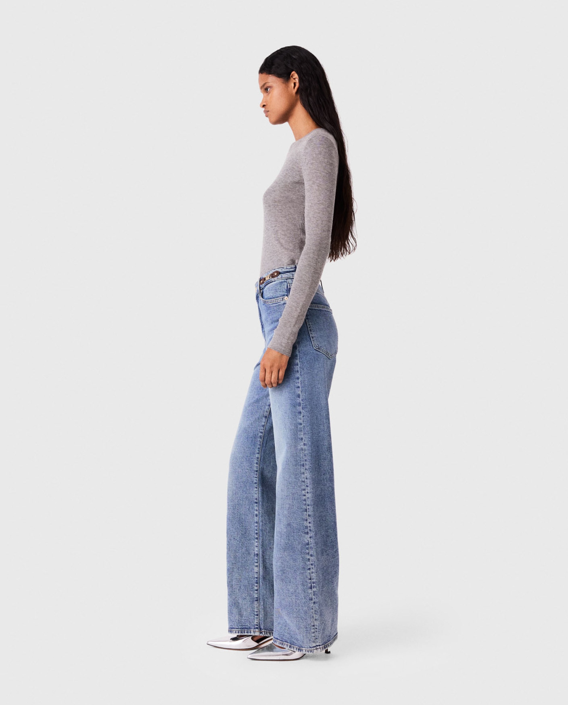 Jersey de mujer acanalado segunda piel - Maje - Gris Gris-3