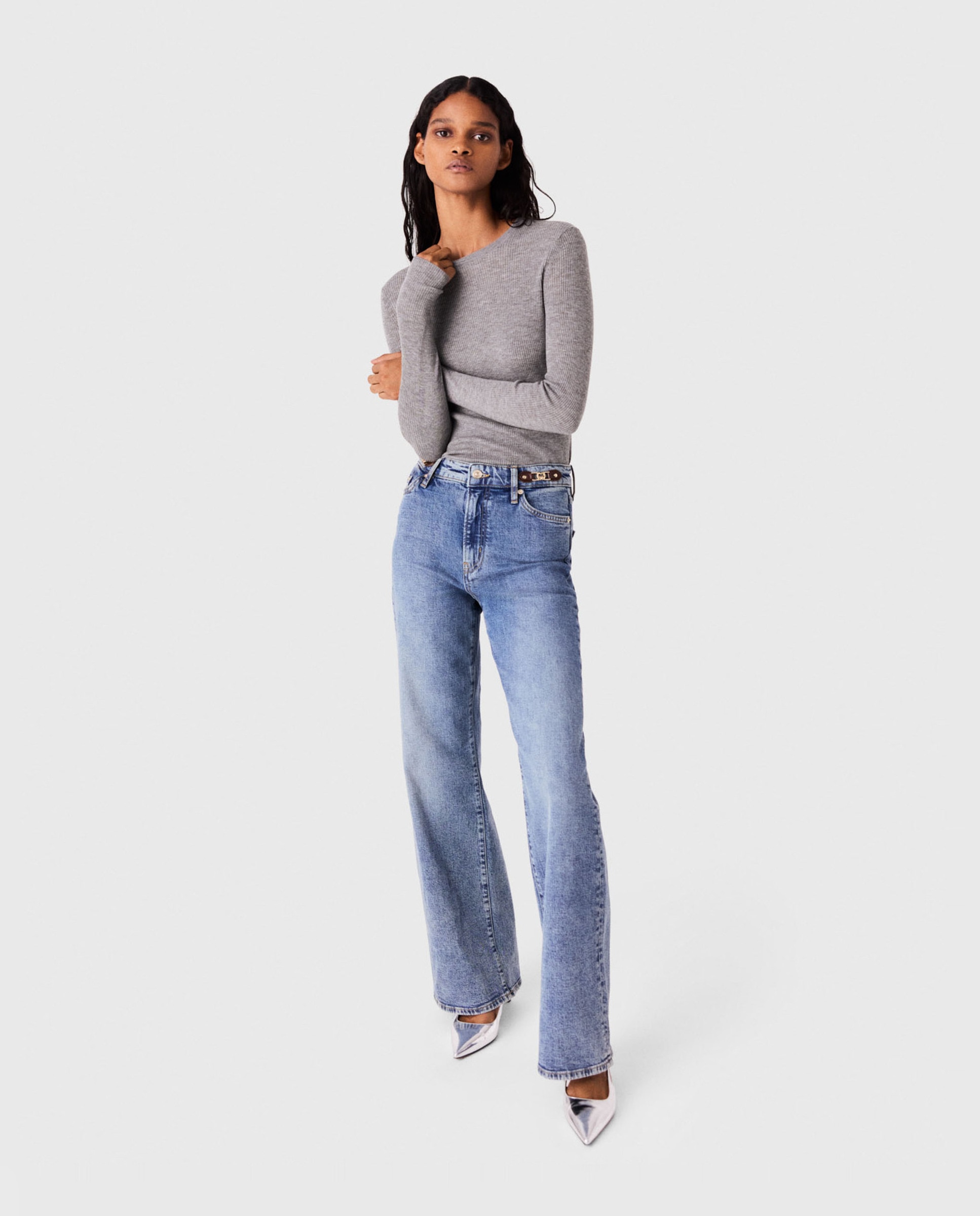 Jersey de mujer acanalado segunda piel - Maje - Gris Gris-5