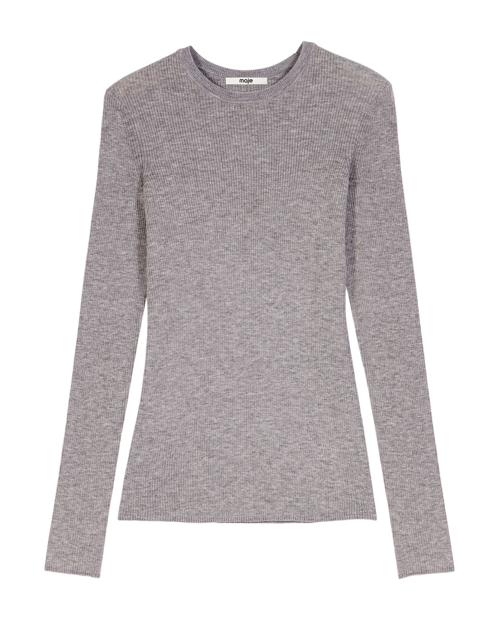 Jersey de mujer acanalado segunda piel - Maje - Gris Gris-9