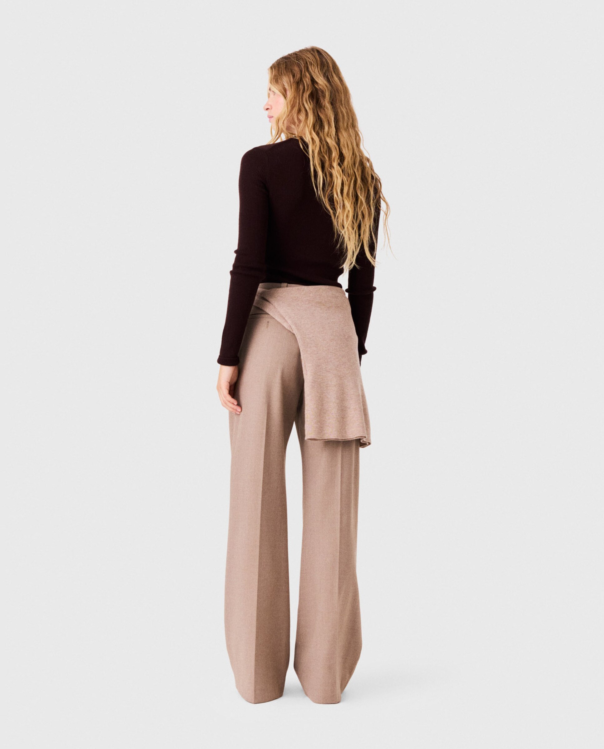 Jersey de mujer acanalado segunda piel - Maje - Marrón oscuro Marrón oscuro-2