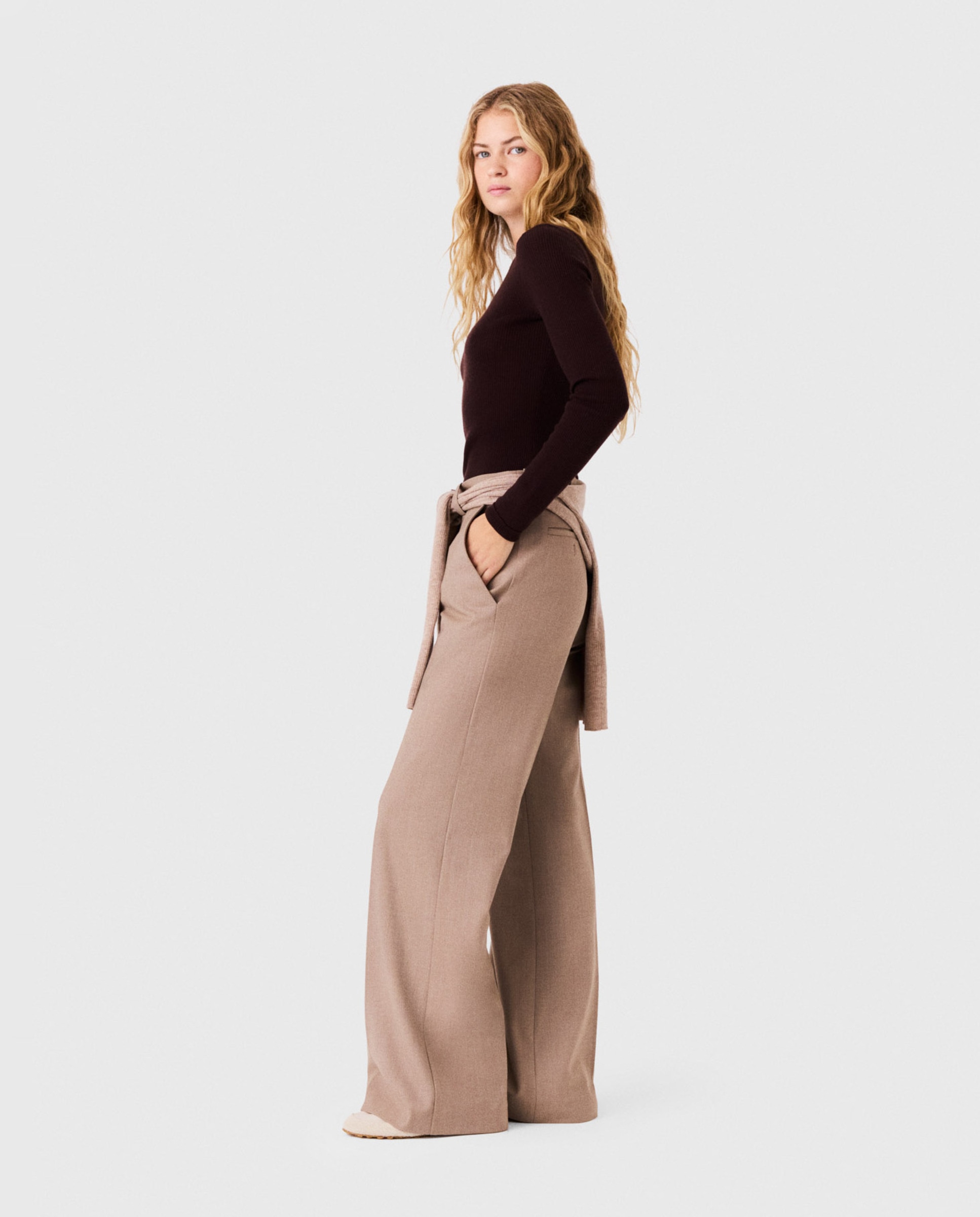 Jersey de mujer acanalado segunda piel - Maje - Marrón oscuro Marrón oscuro-3