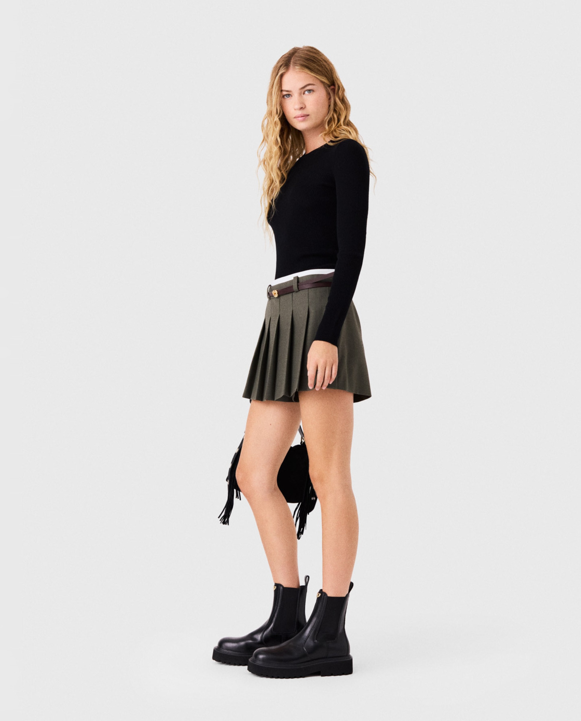 Jersey de mujer acanalado segunda piel - Maje - Negro Negro-3