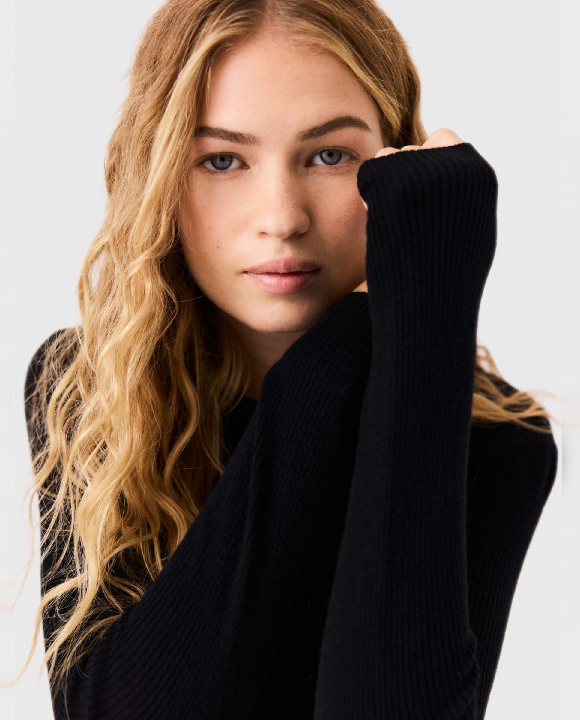 Jersey de mujer acanalado segunda piel - Maje - Negro Negro-5
