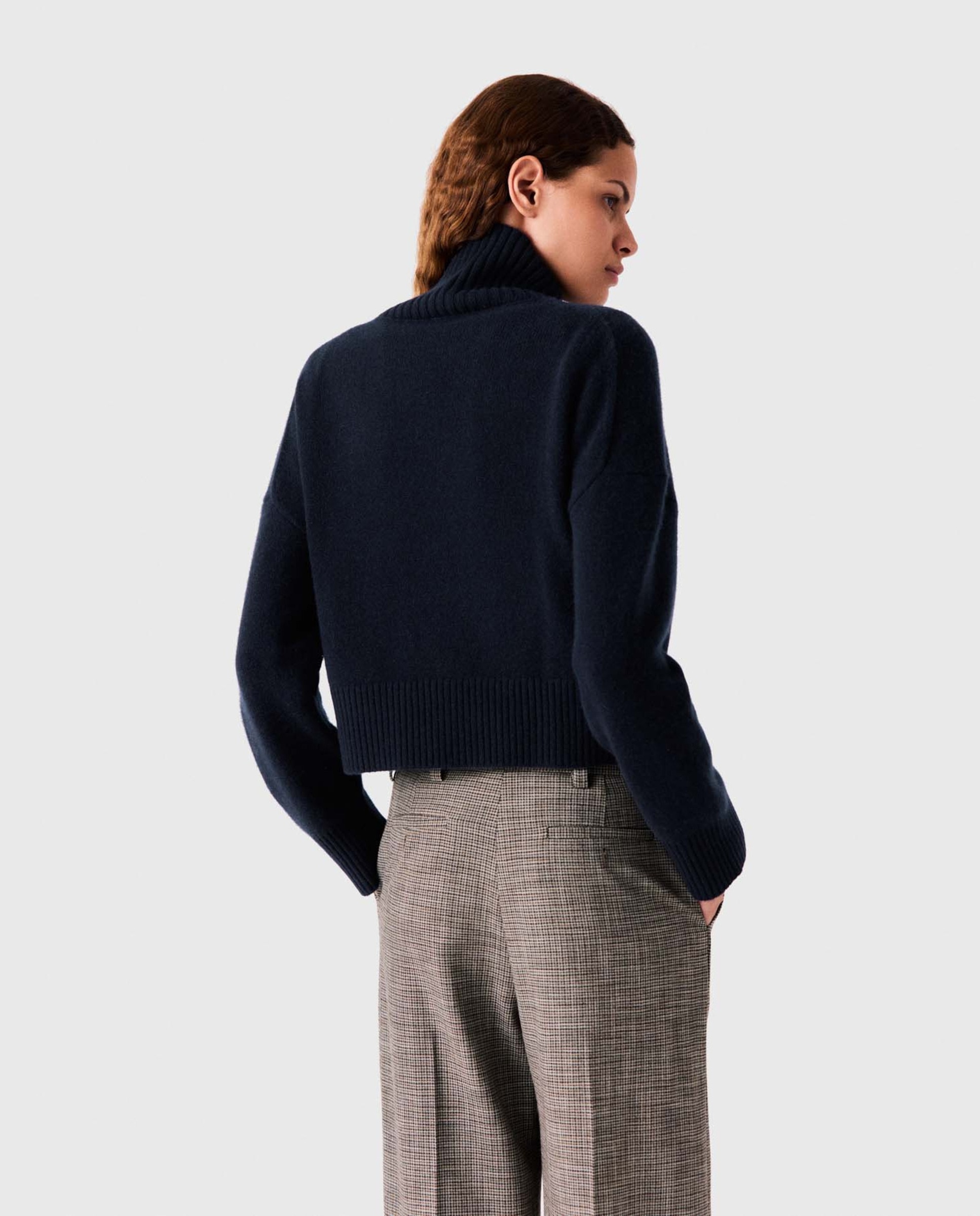 Jersey de mujer de cachemira con cuello alto y oversize - Maje - Azul marino Azul marino-2