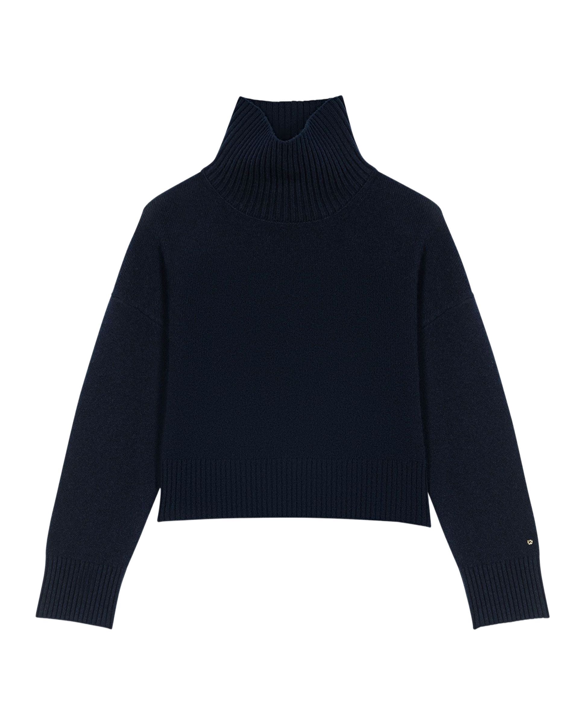 Jersey de mujer de cachemira con cuello alto y oversize - Maje - Azul marino Azul marino-9
