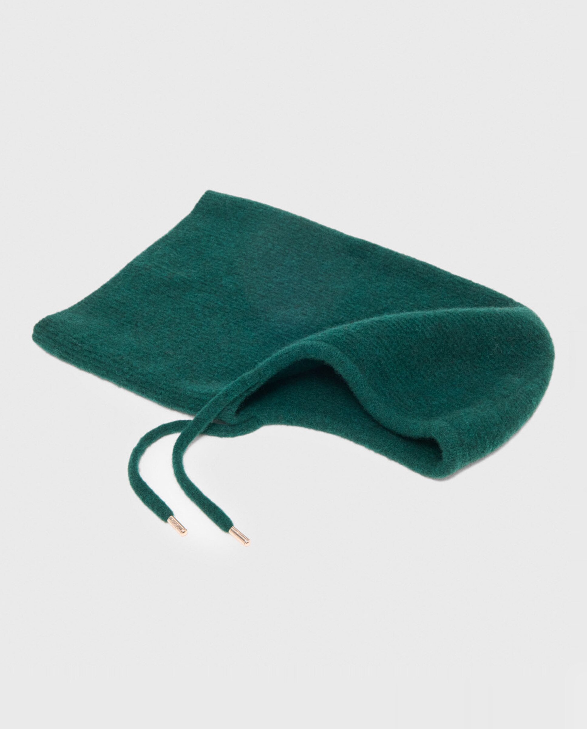 Pasamontañas de mujer en lana de yak, acanalado y ajustable - Maje - Verde oscuro Verde oscuro-7