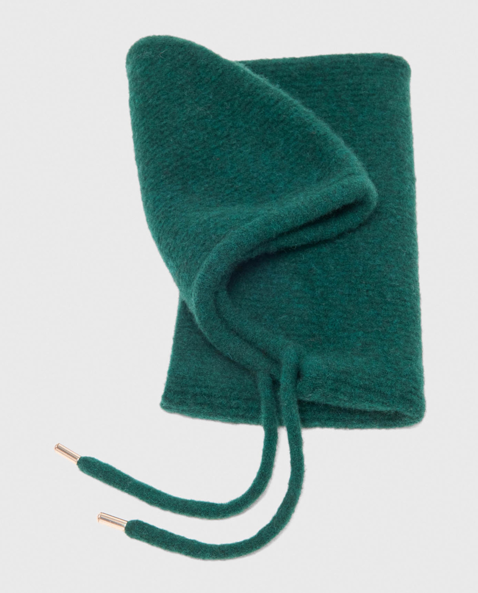 Pasamontañas de mujer en lana de yak, acanalado y ajustable - Maje - Verde oscuro Verde oscuro-8