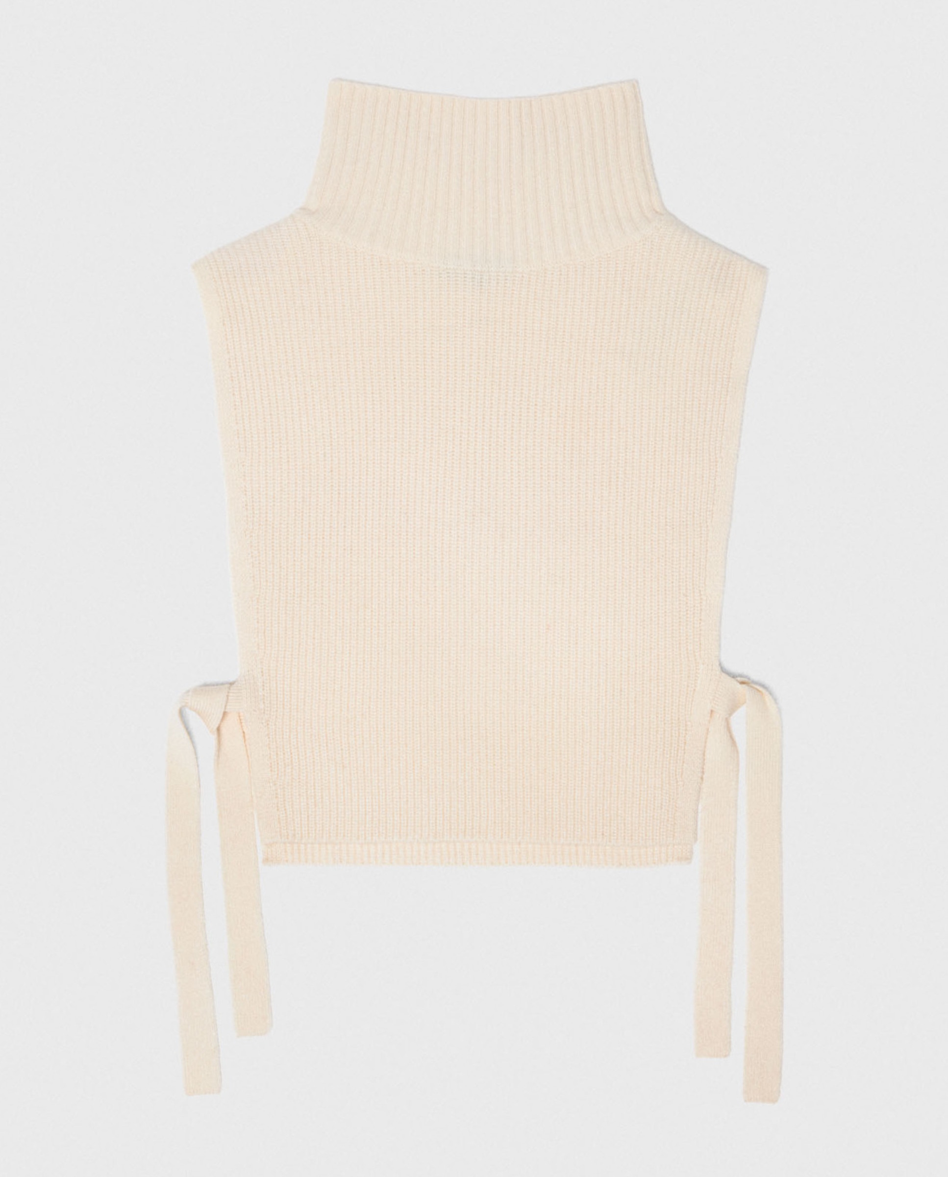 Cuello de mujer alto de punto acanalado con lazos laterales - Maje - Blanco Blanco-1