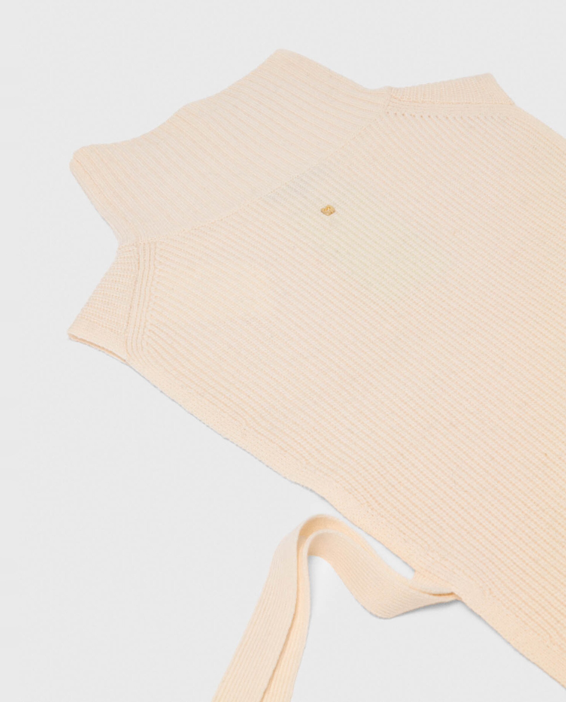 Cuello de mujer alto de punto acanalado con lazos laterales - Maje - Blanco Blanco-3