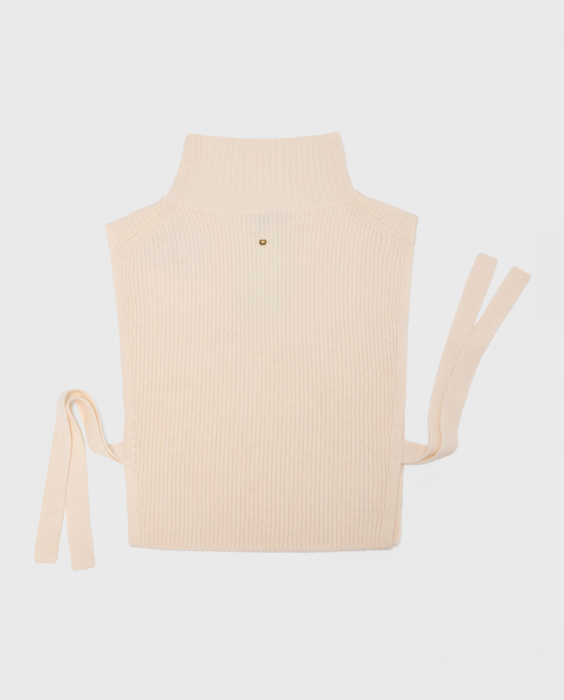 Cuello de mujer alto de punto acanalado con lazos laterales - Maje - Blanco Blanco-2