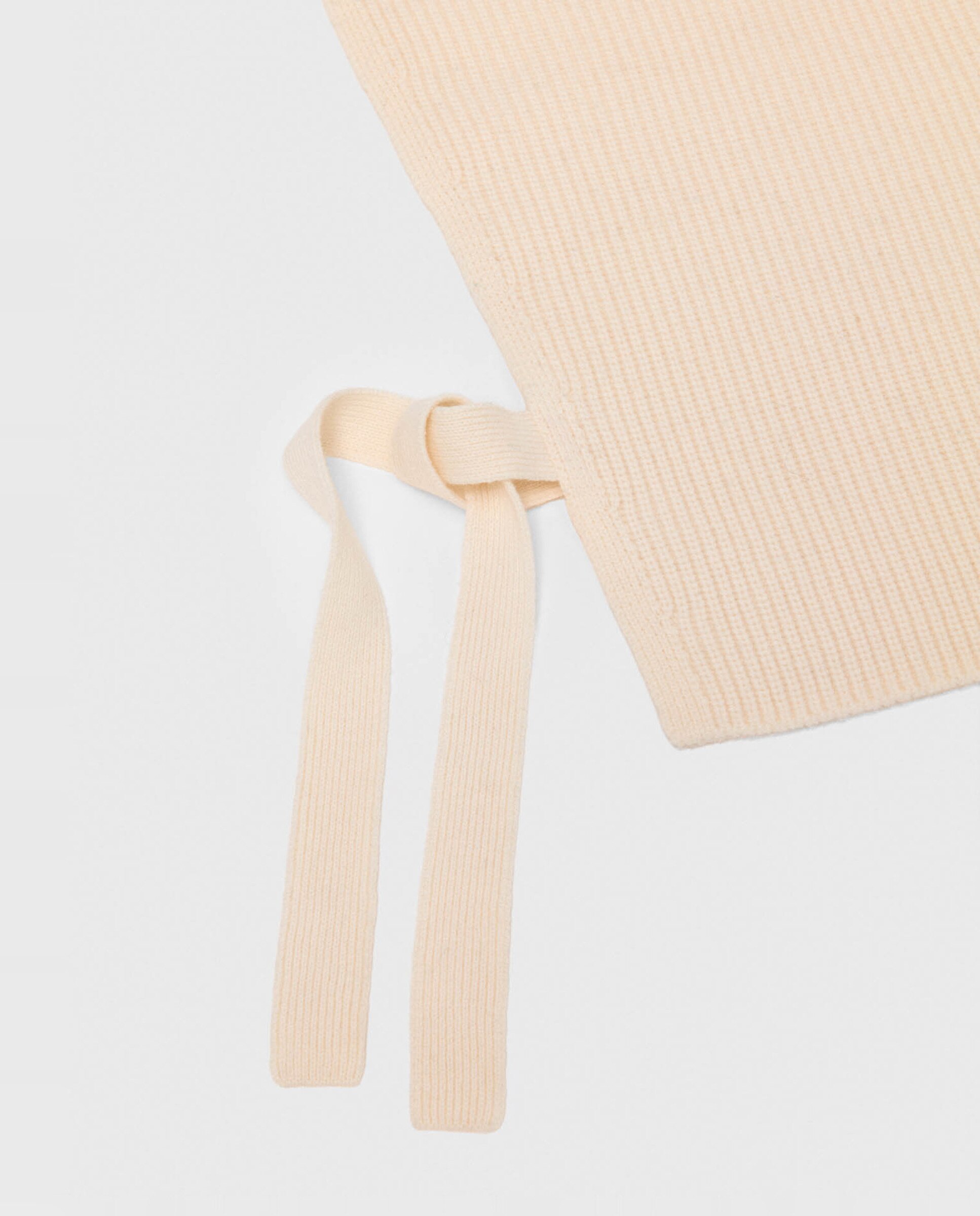 Cuello de mujer alto de punto acanalado con lazos laterales - Maje - Blanco Blanco-4