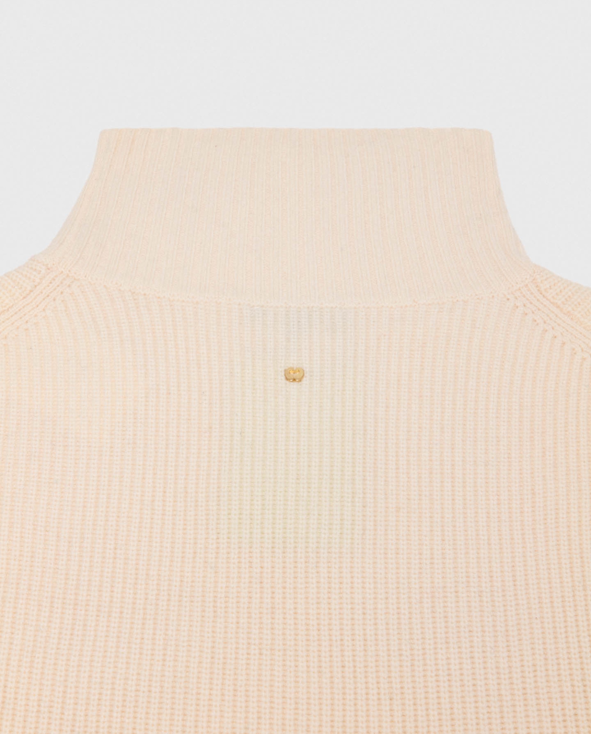 Cuello de mujer alto de punto acanalado con lazos laterales - Maje - Blanco Blanco-5