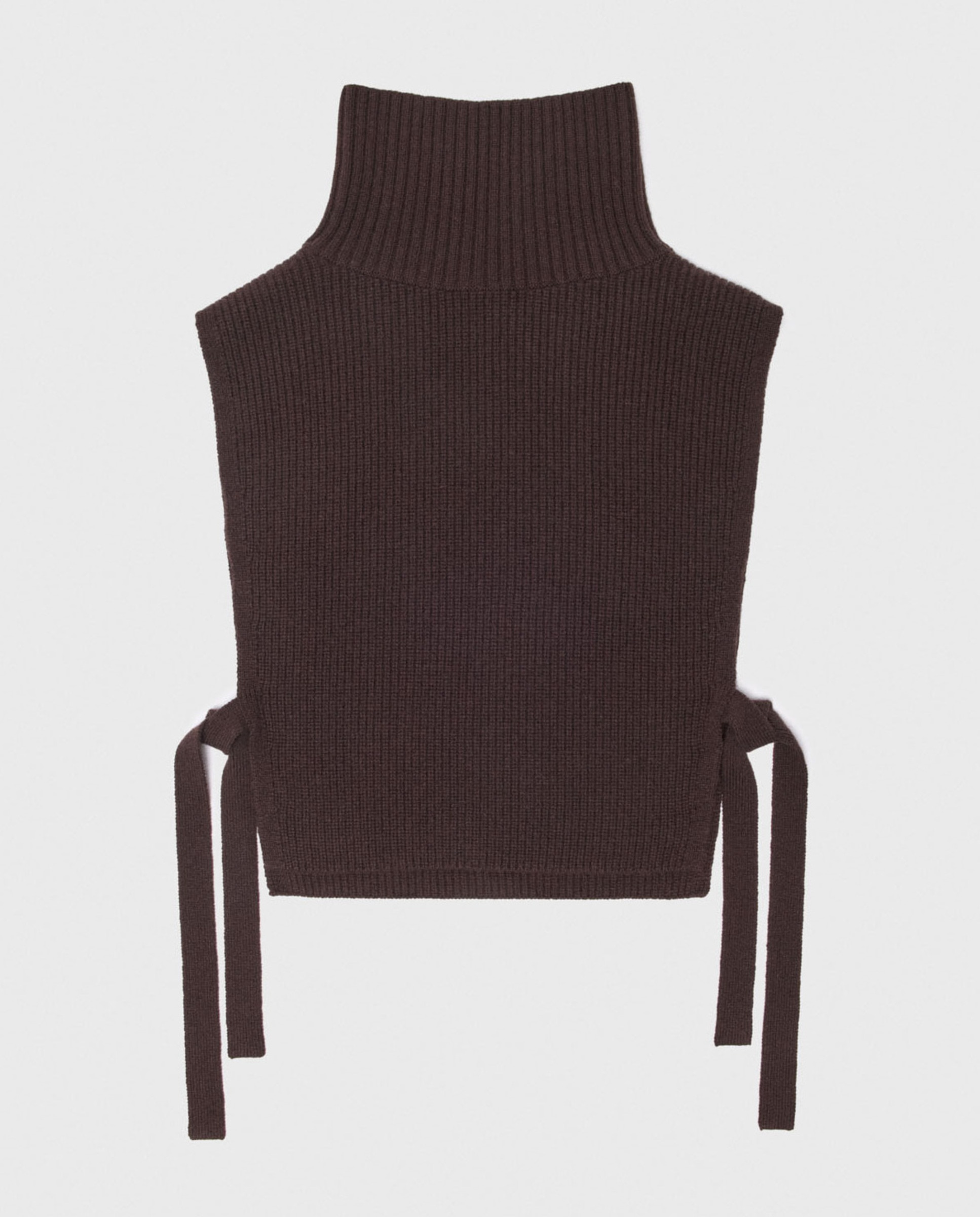 Imagen 1 de Cuello de mujer alto de punto acanalado con lazos laterales - Maje - Marrón oscuro Marrón oscuro