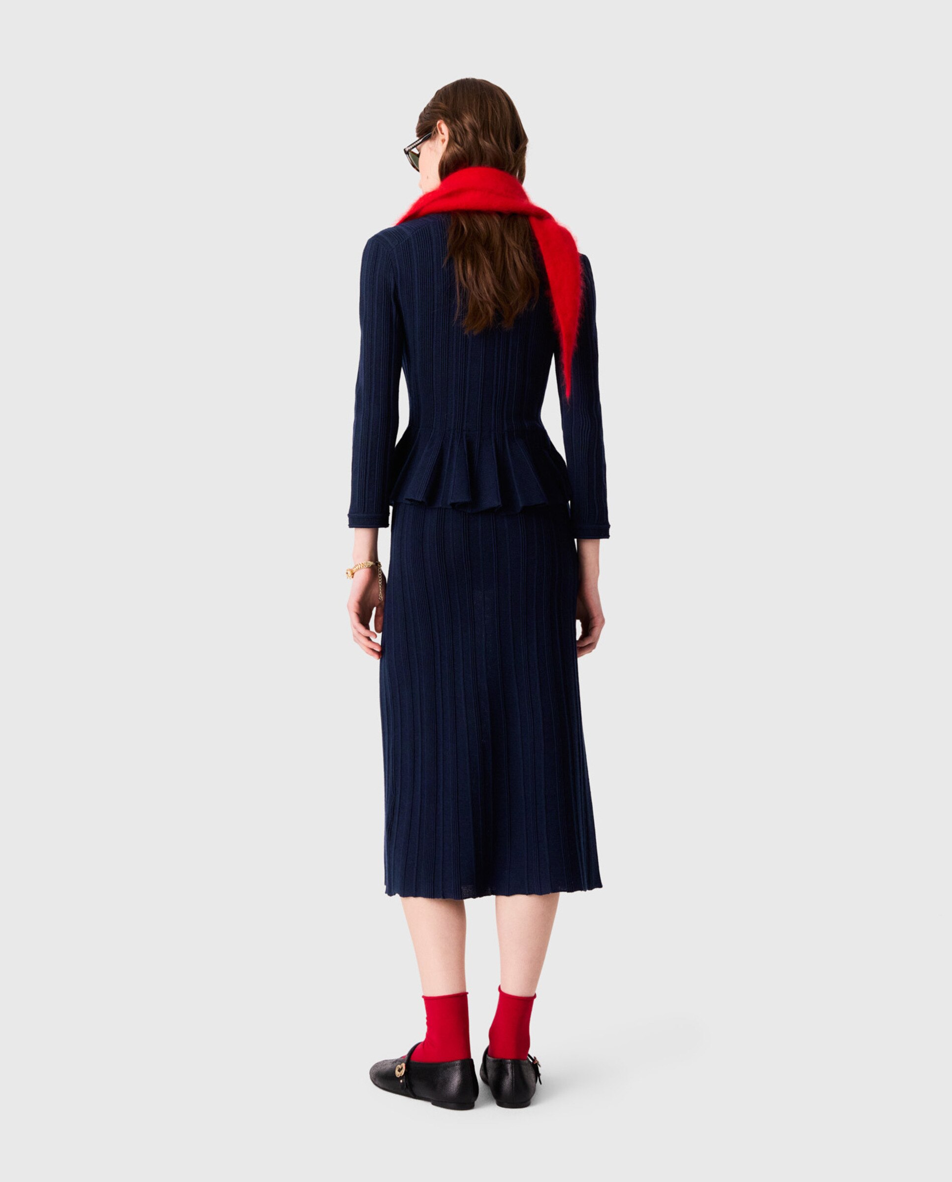 Vestido efecto trampantojo midi con peplum - Maje - Azul marino Azul marino-3