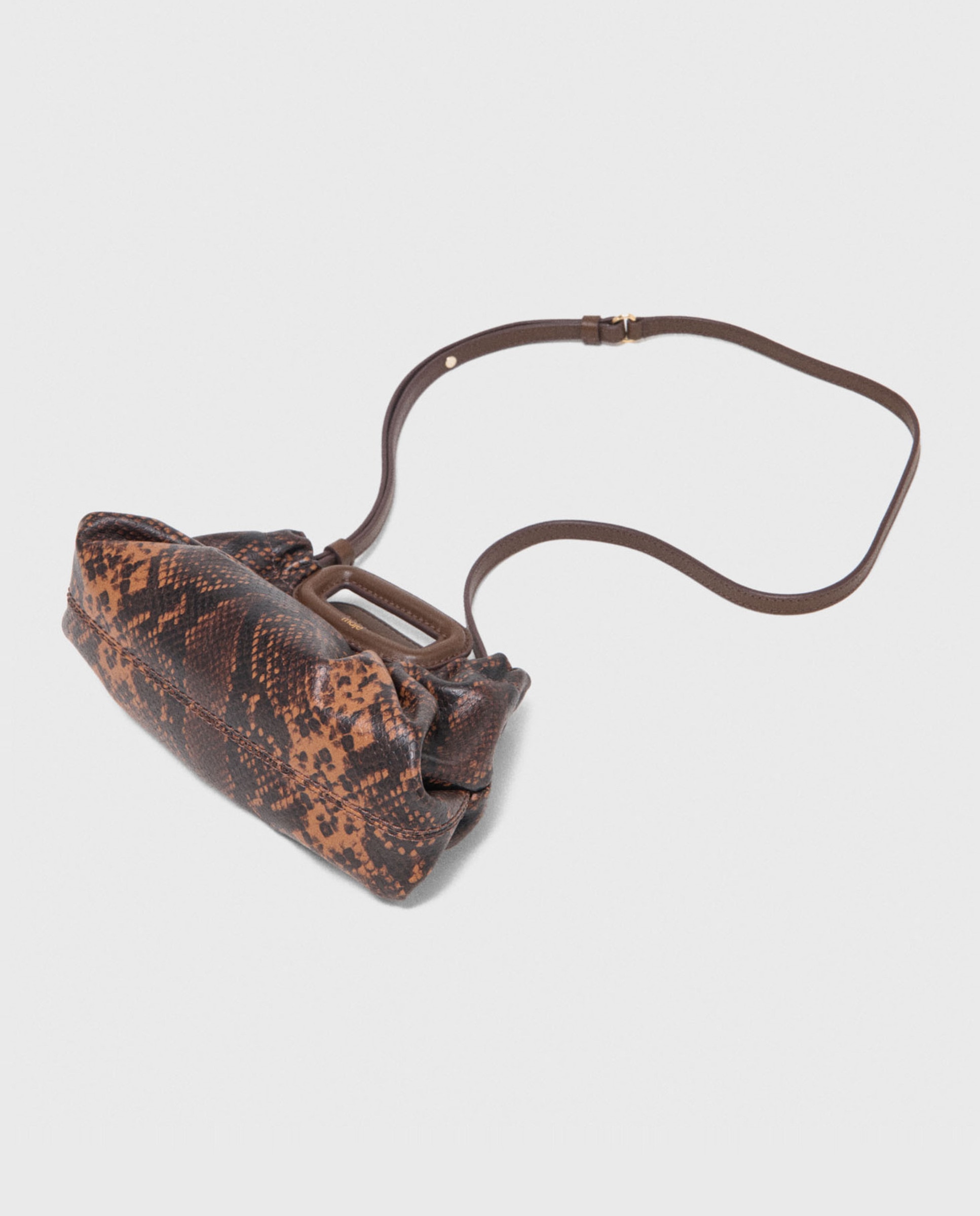 Bolsos de mano mini de piel efecto pitón con cordón y cierre magnético - Maje - Marrón Marrón-11