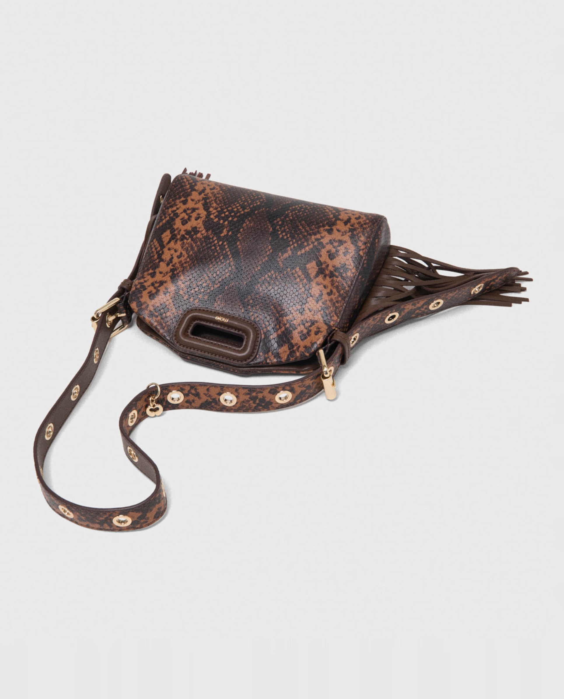 Bandolera mini de piel efecto pitón multiposición - Maje - Marrón Marrón-9