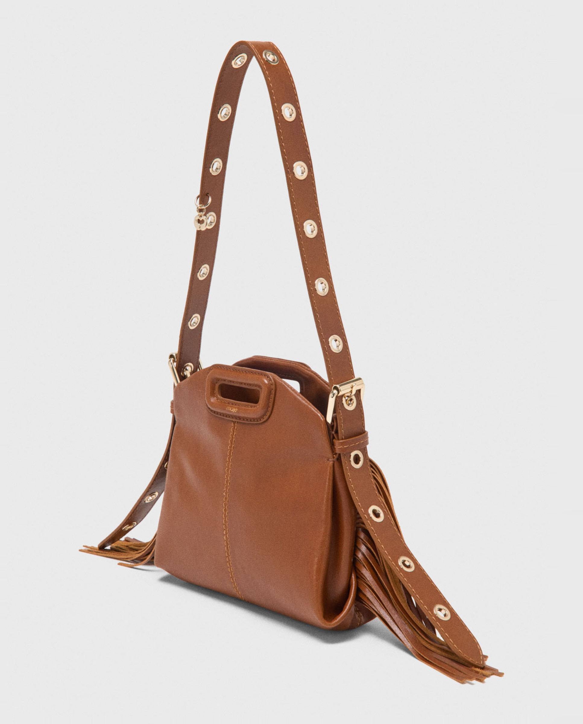 Bolso de mujer Miss M mini de cuero liso - Maje - Tabaco Tabaco-6