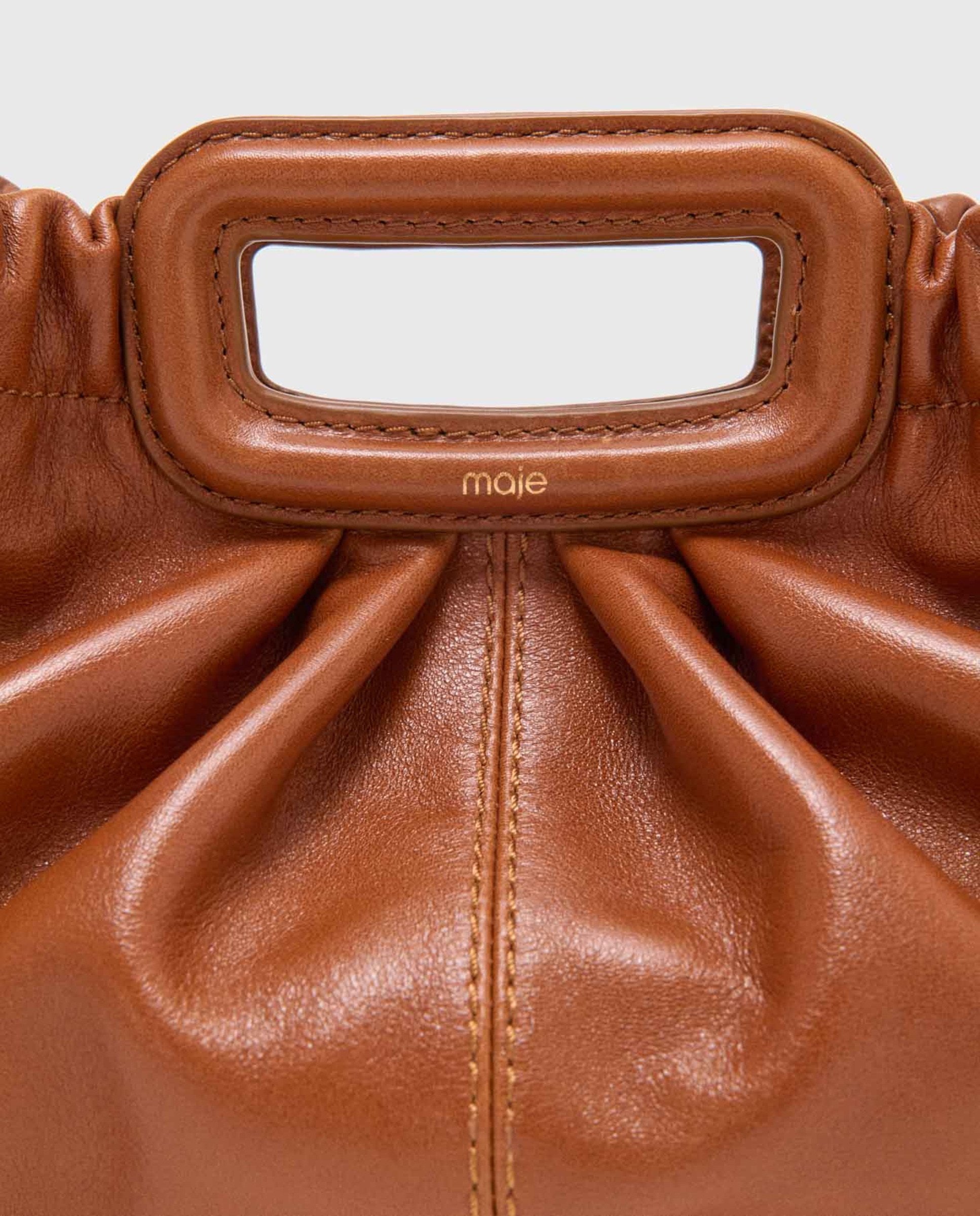 Bandolera milpli de mujer en piel multiposición con pliegues delicados - Maje - Tabaco Tabaco-10