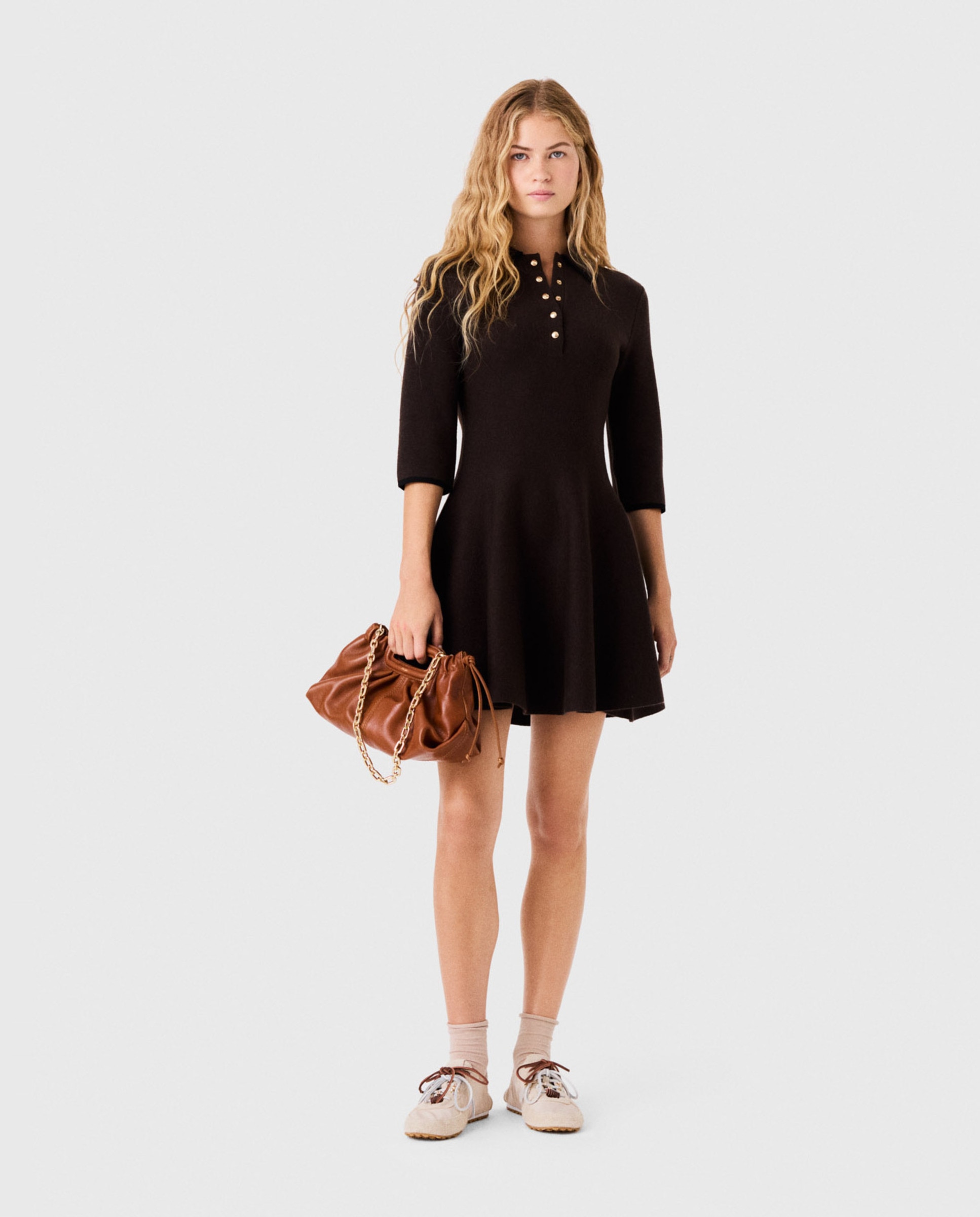 Imagen 1 de Vestido corto polo Marrón oscuro