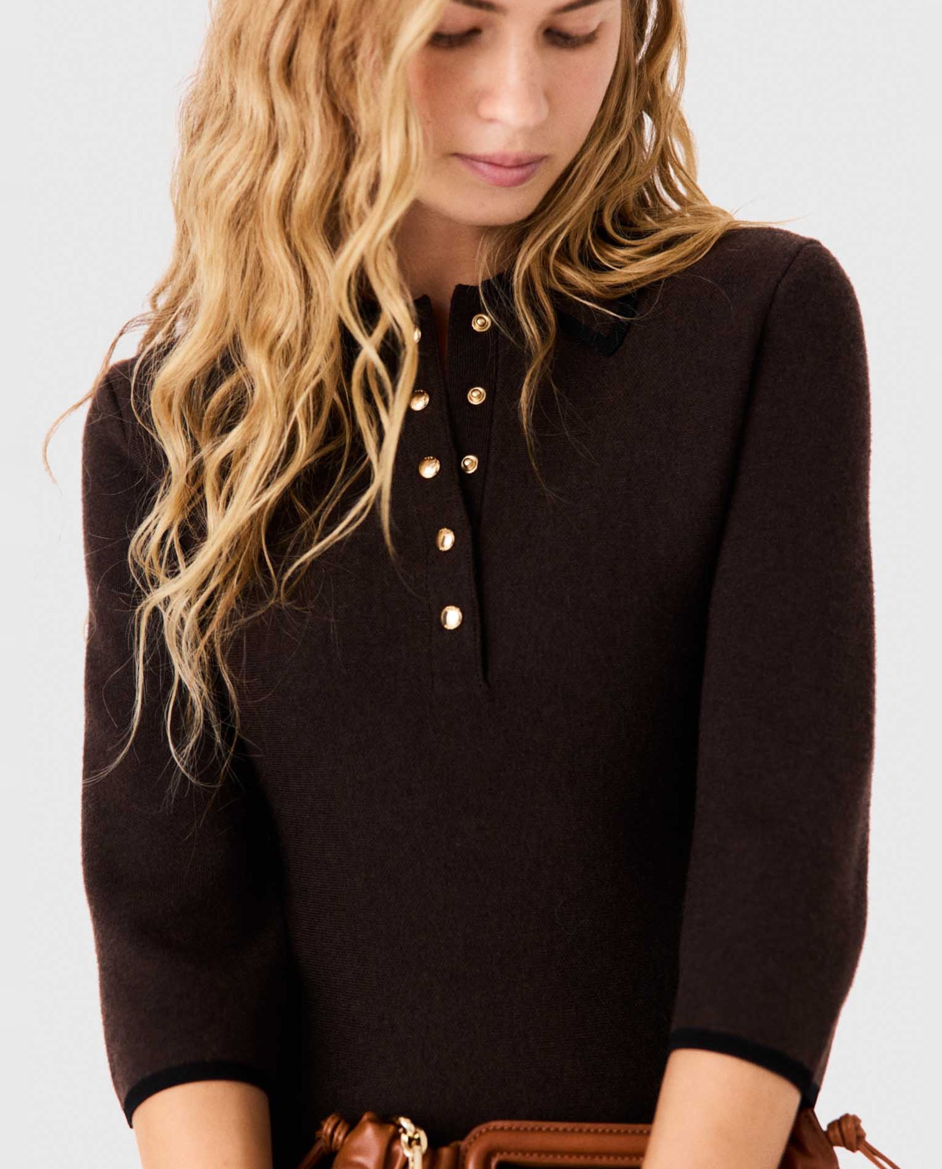 Imagen 4 de Vestido corto polo - Maje - Marrón oscuro Marrón oscuro