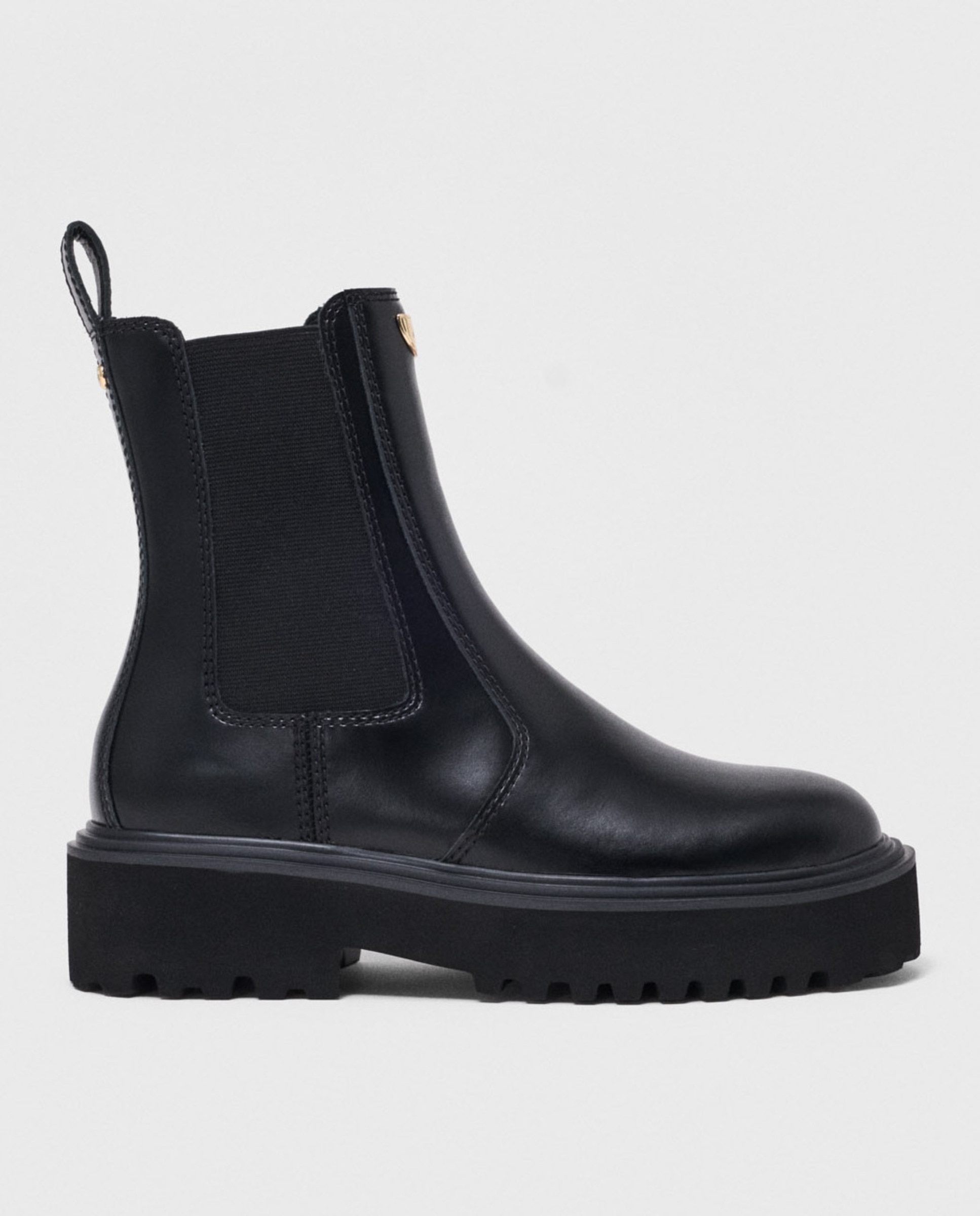 Imagen 1 de Botines chelsea de mujer de piel y plataforma Negro