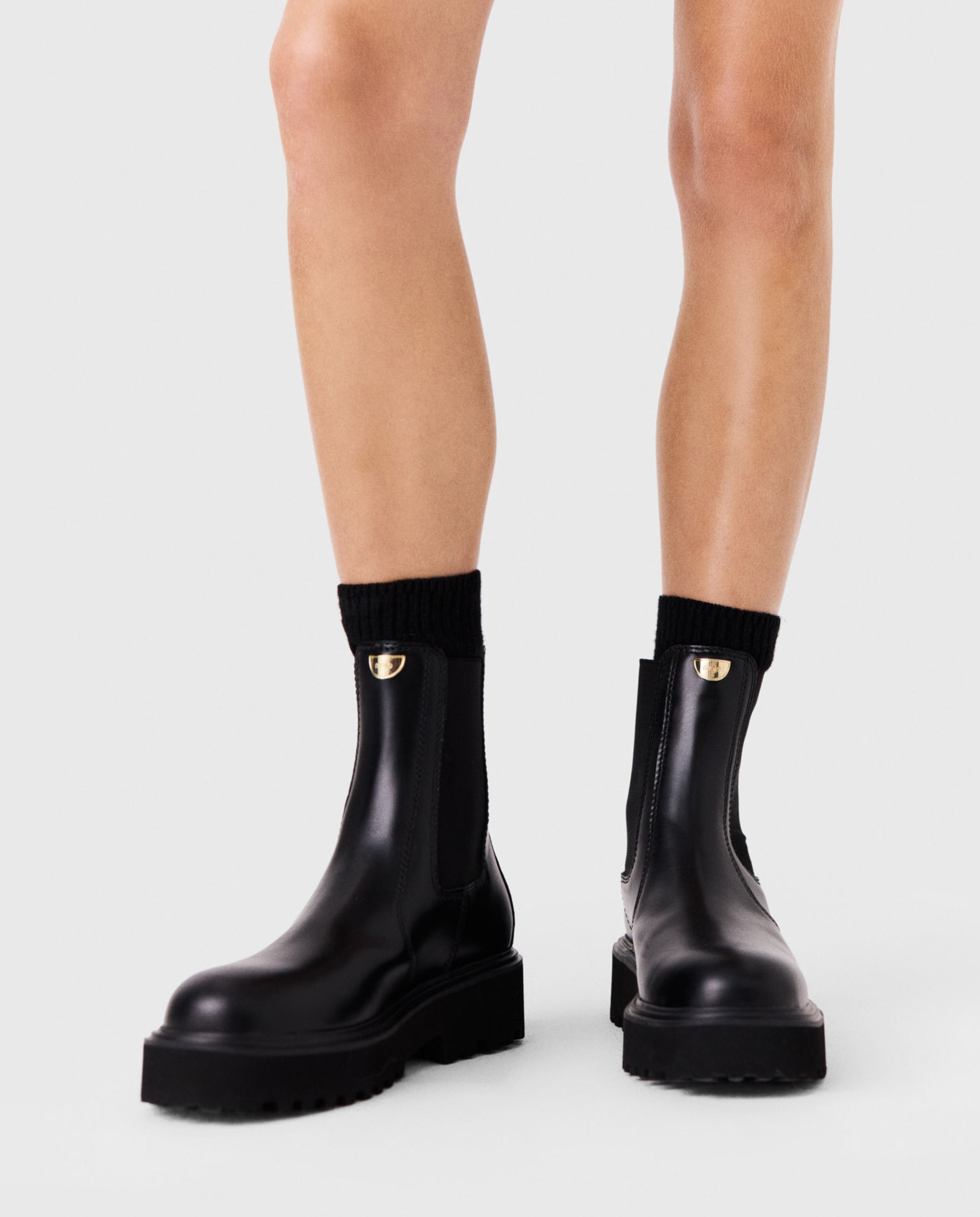 Imagen 4 de Botines chelsea de mujer de piel y plataforma - Maje - Negro Negro