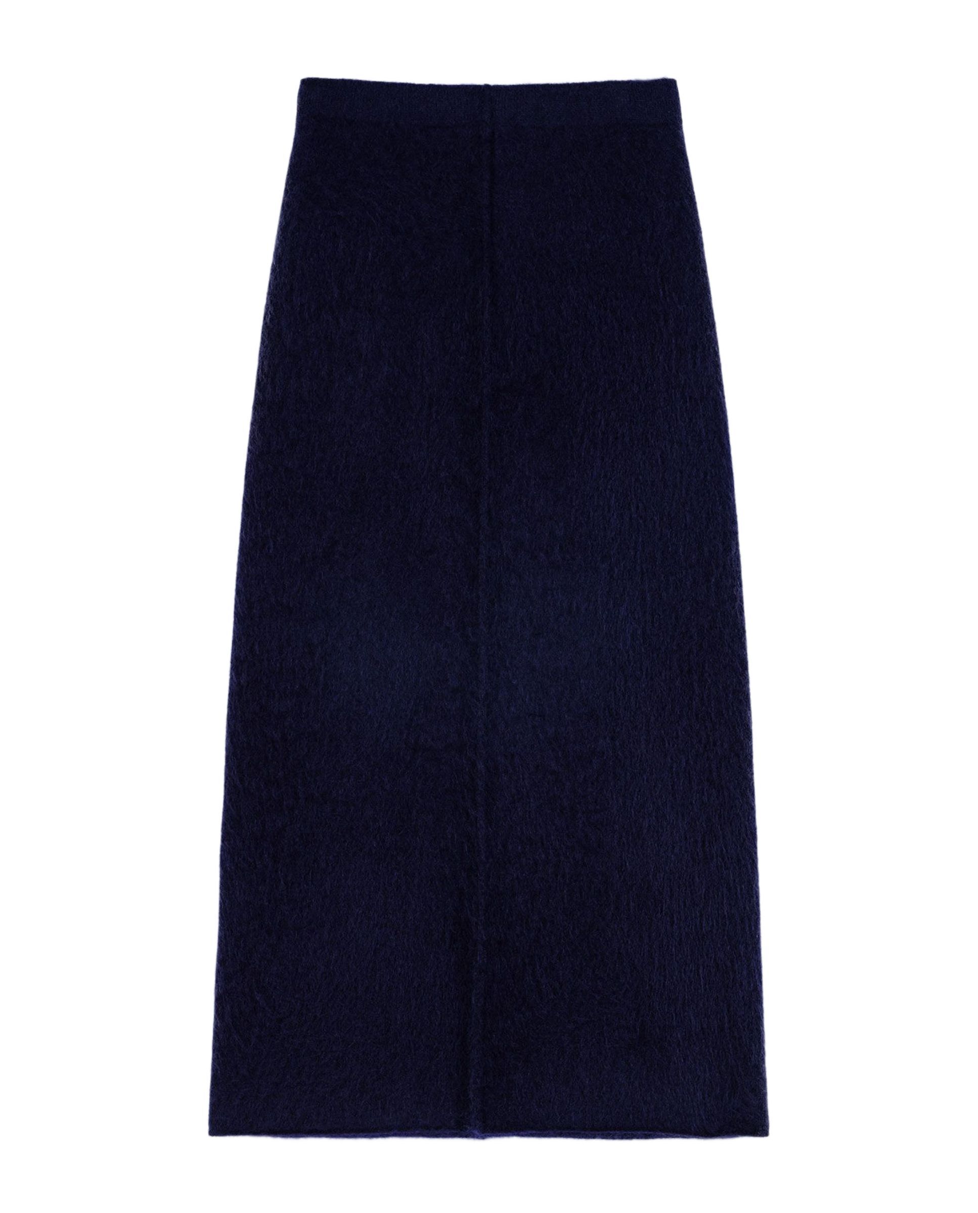 Falda midi recta de punto mullido 100% lana - Maje - Azul marino Azul marino-7