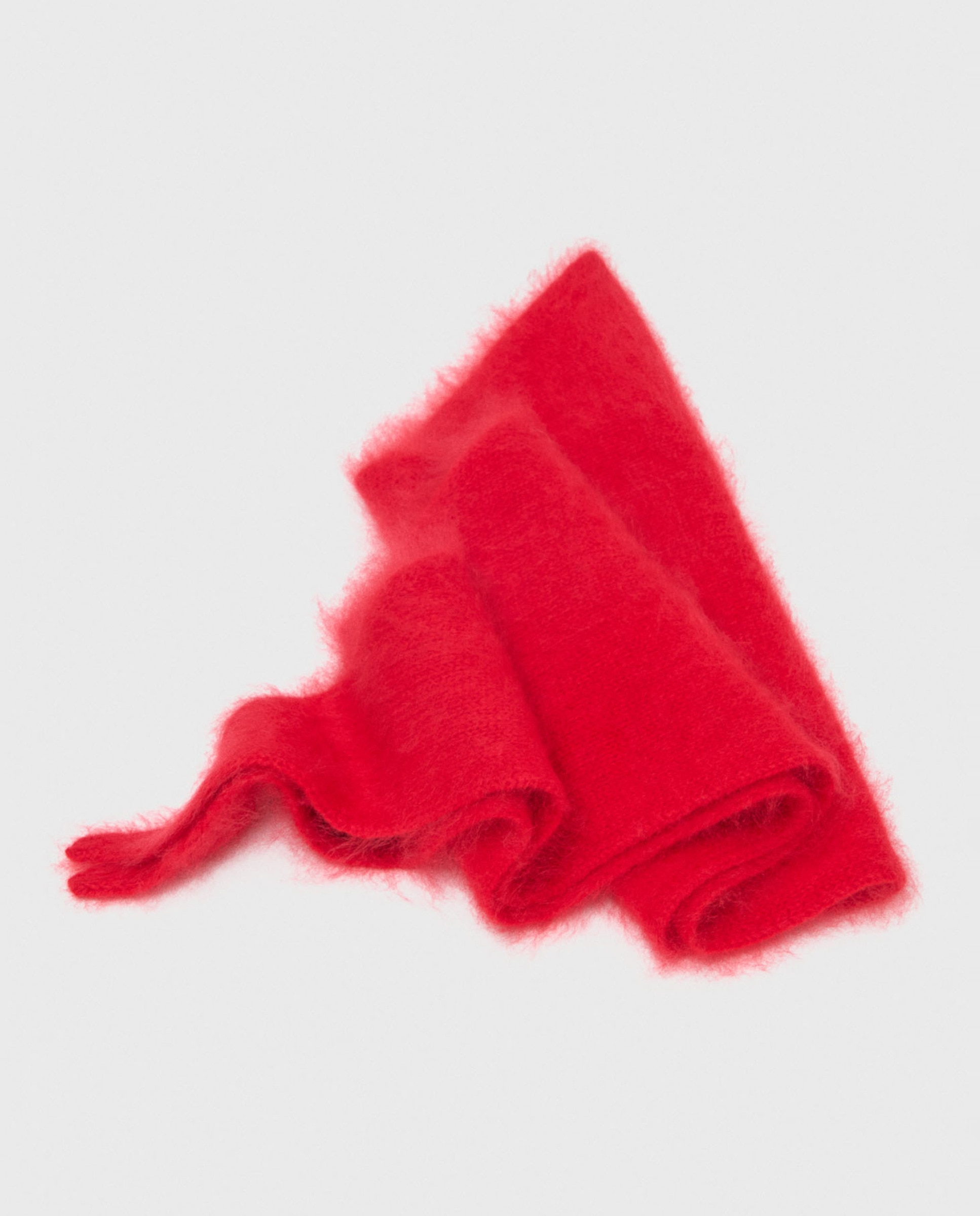 Pañuelo triangular de mujer en lana cepillada - Maje - Rojo Rojo-9