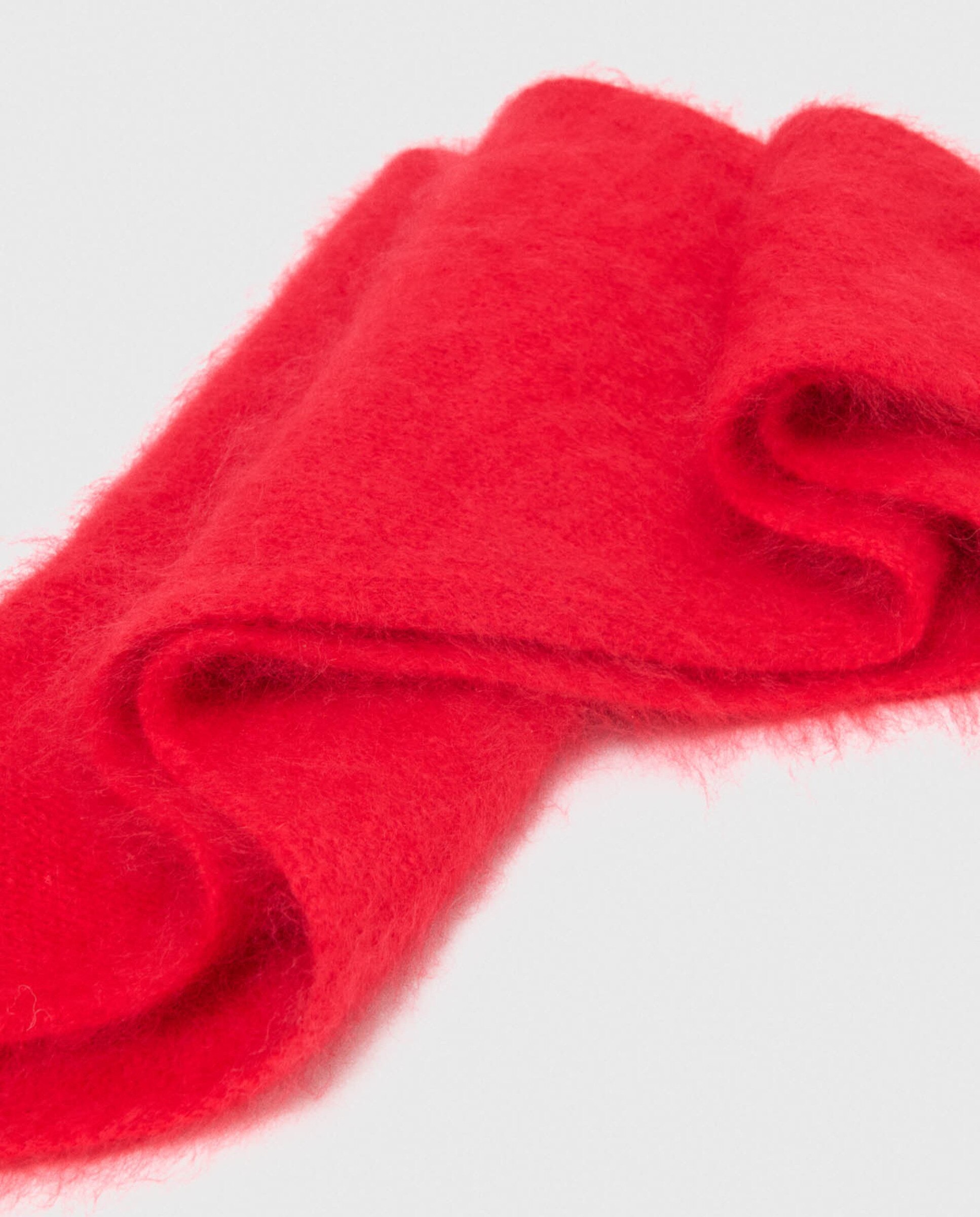 Pañuelo triangular de mujer en lana cepillada - Maje - Rojo Rojo-8