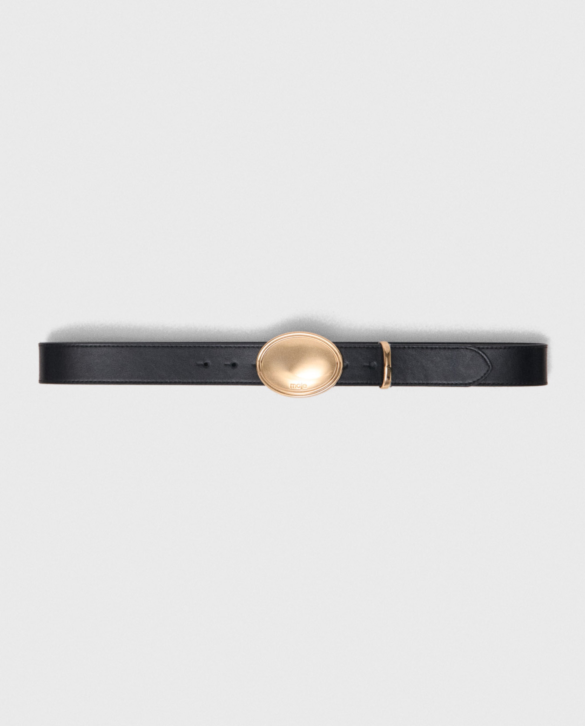Cinturón de mujer de piel mediano con hebilla ovalada - Maje - Negro Negro-1