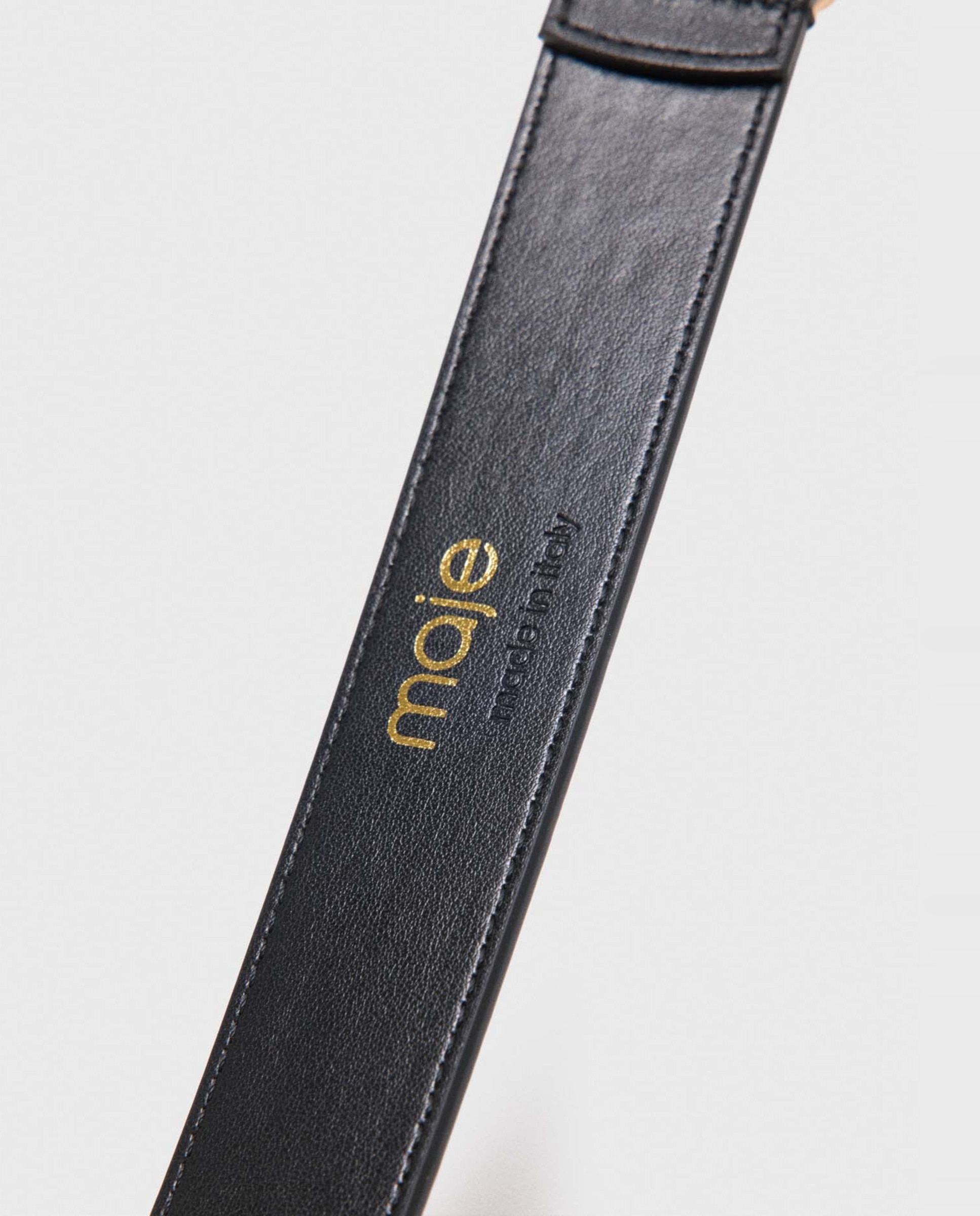 Cinturón de mujer de piel mediano con hebilla ovalada - Maje - Negro Negro-4