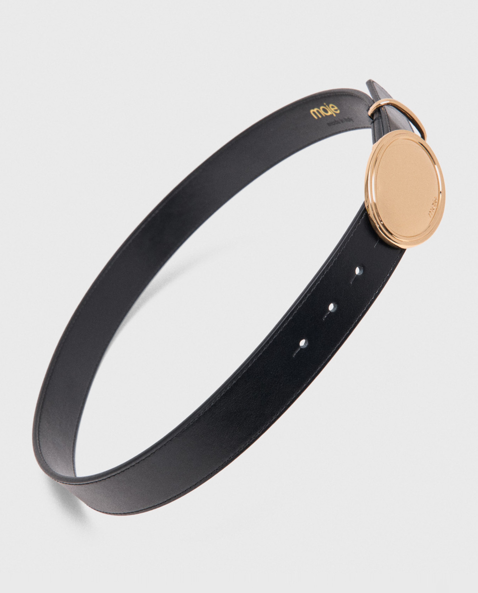 Cinturón de mujer de piel mediano con hebilla ovalada - Maje - Negro Negro-5