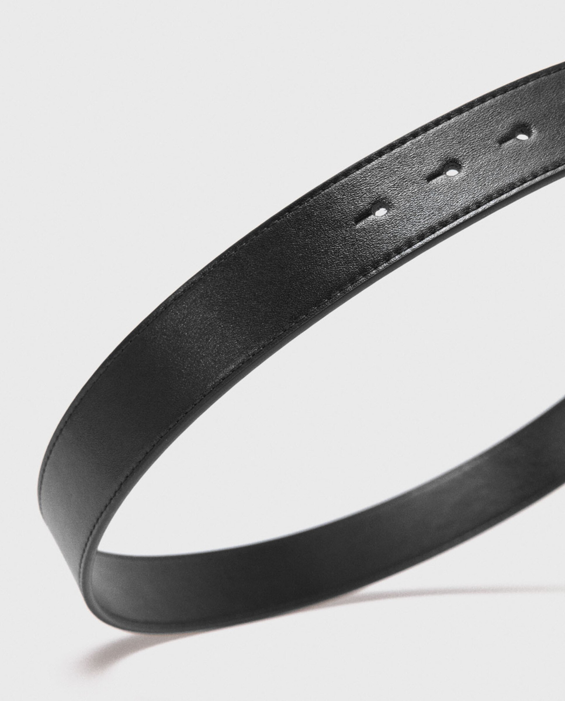 Cinturón de mujer de piel mediano con hebilla ovalada - Maje - Negro Negro-6