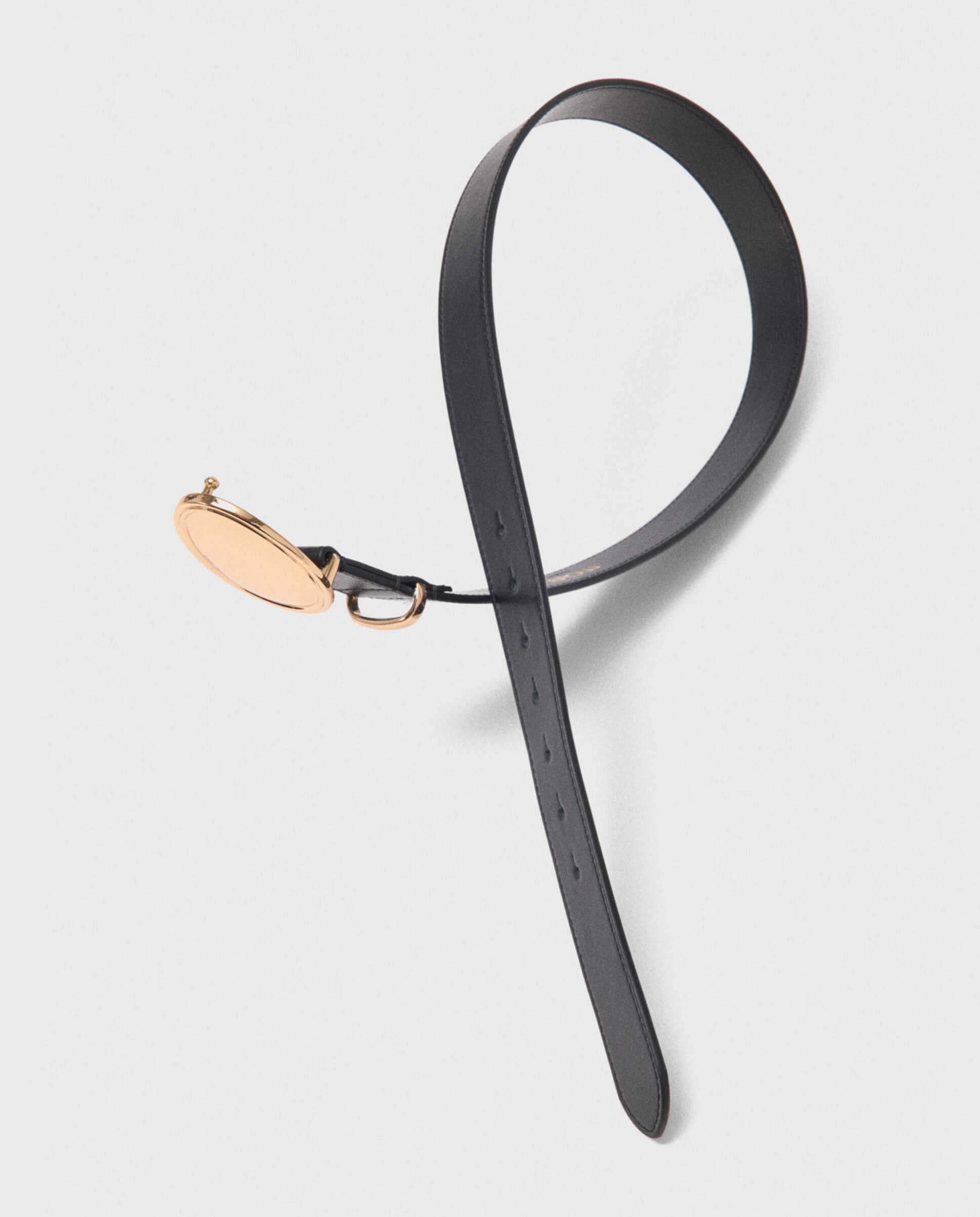 Cinturón de mujer de piel mediano con hebilla ovalada - Maje - Negro Negro-9
