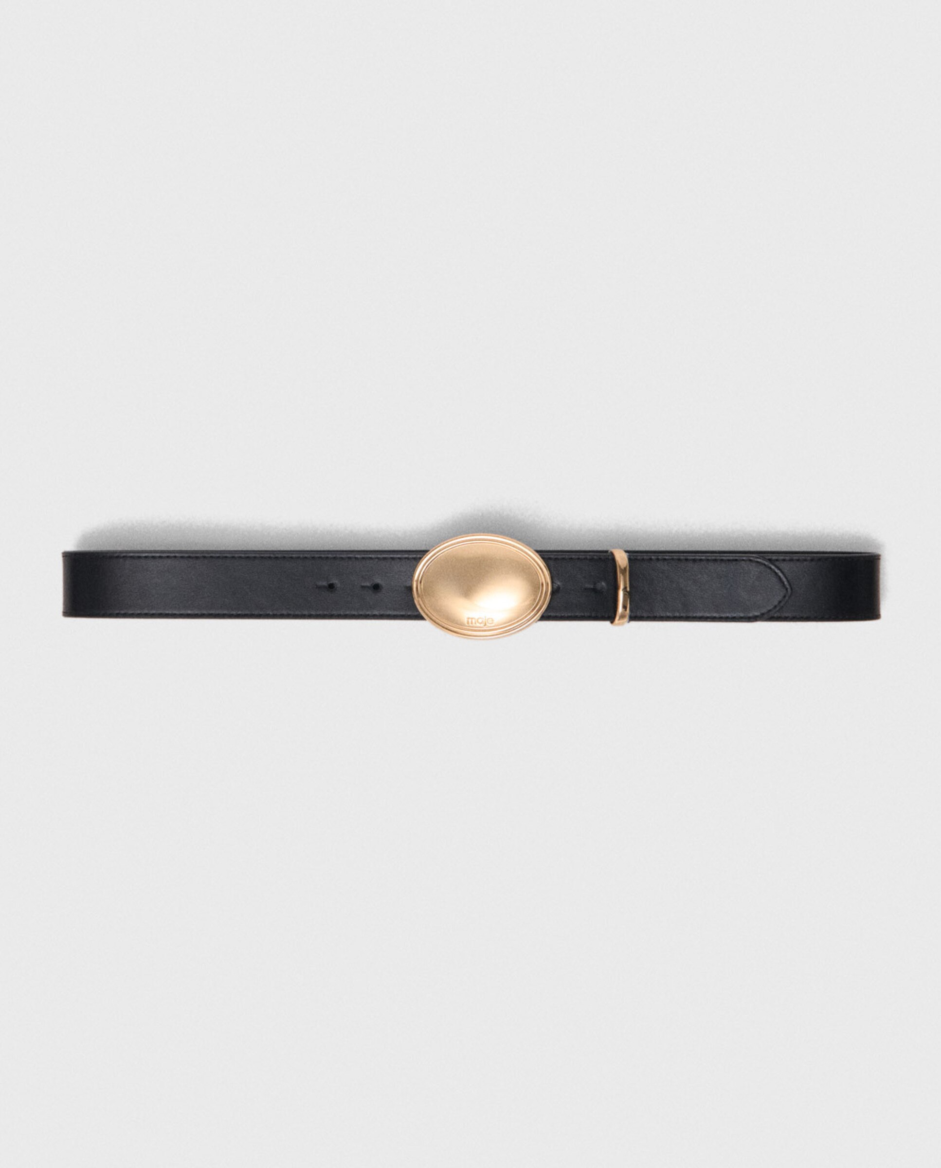 Cinturón de mujer de piel mediano con hebilla ovalada - Maje - Negro Negro-10