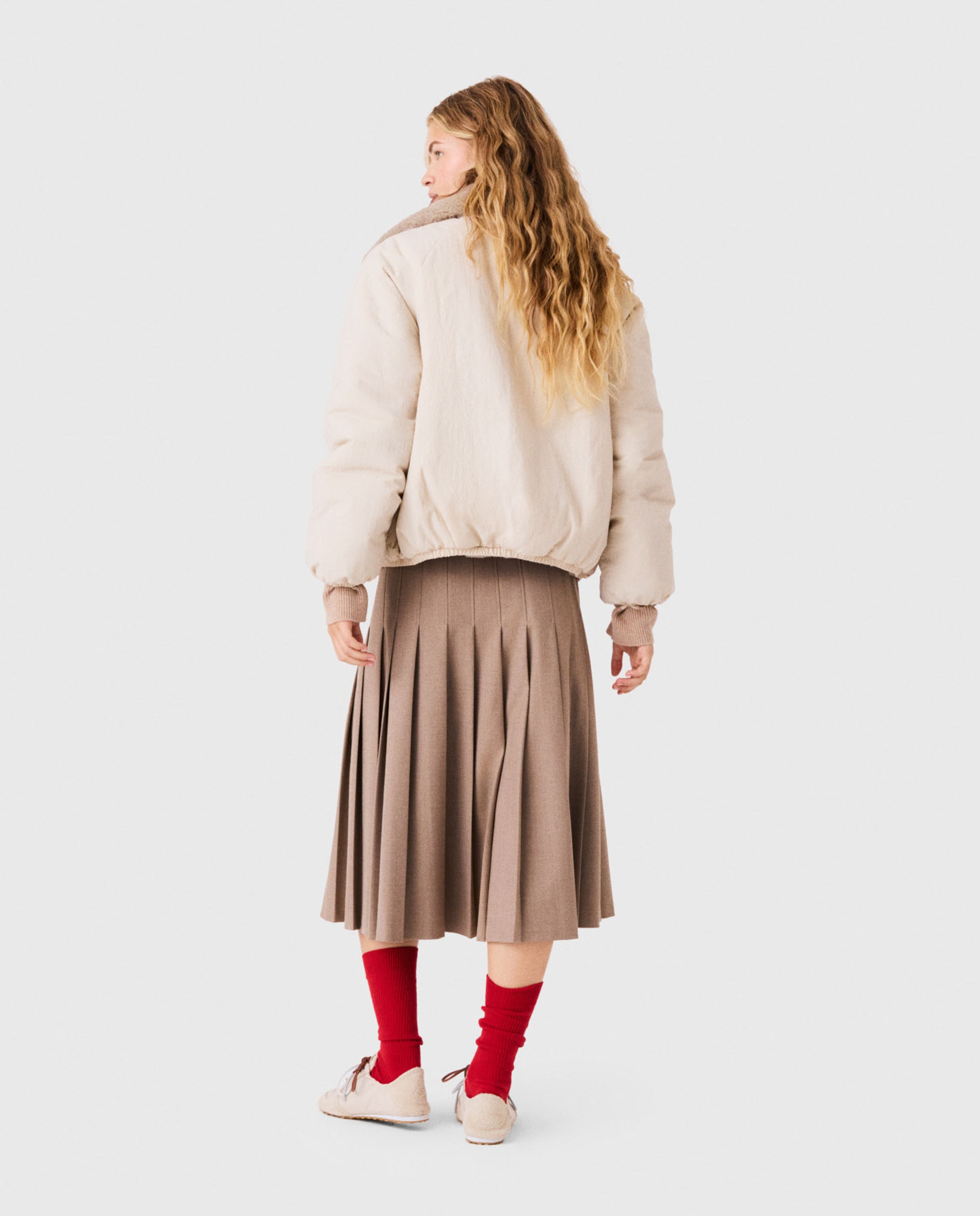 Plumífero de mujer corto oversize reversible de pelo sintético - Maje - Beige Beige-2
