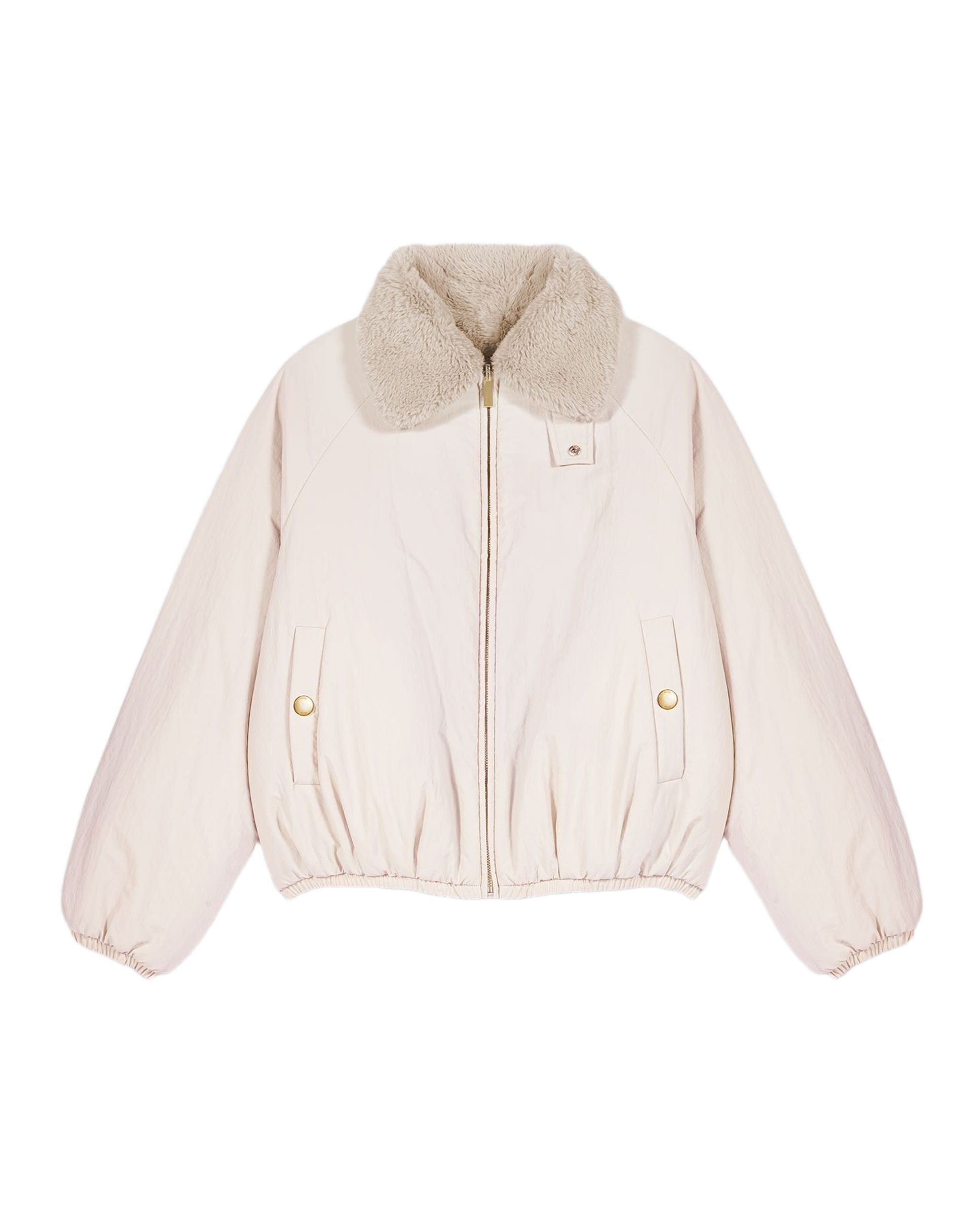 Plumífero de mujer corto oversize reversible de pelo sintético - Maje - Beige Beige-8