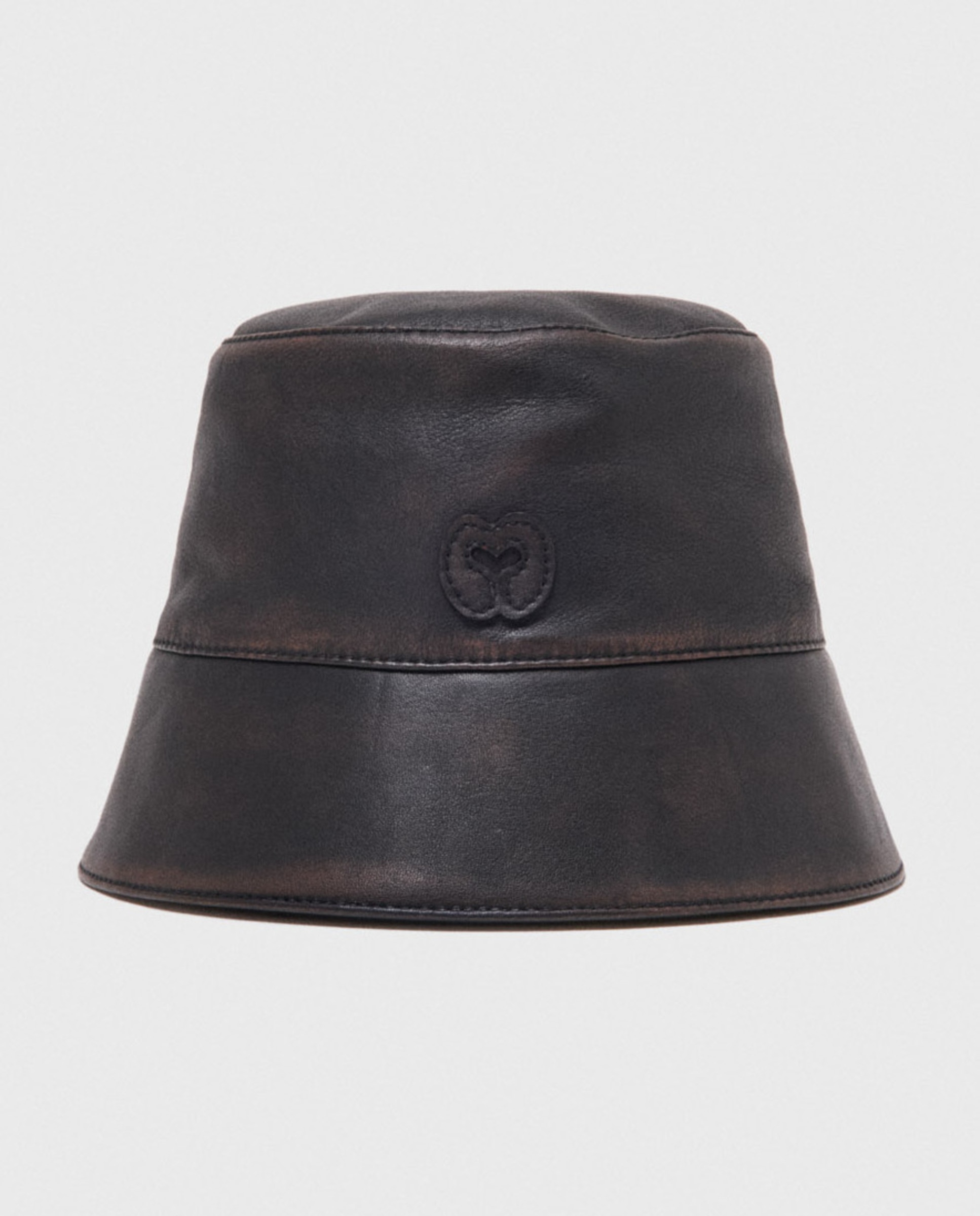 Imagen 0 de Gorro bob de cuero envejecido Marrón oscuro
