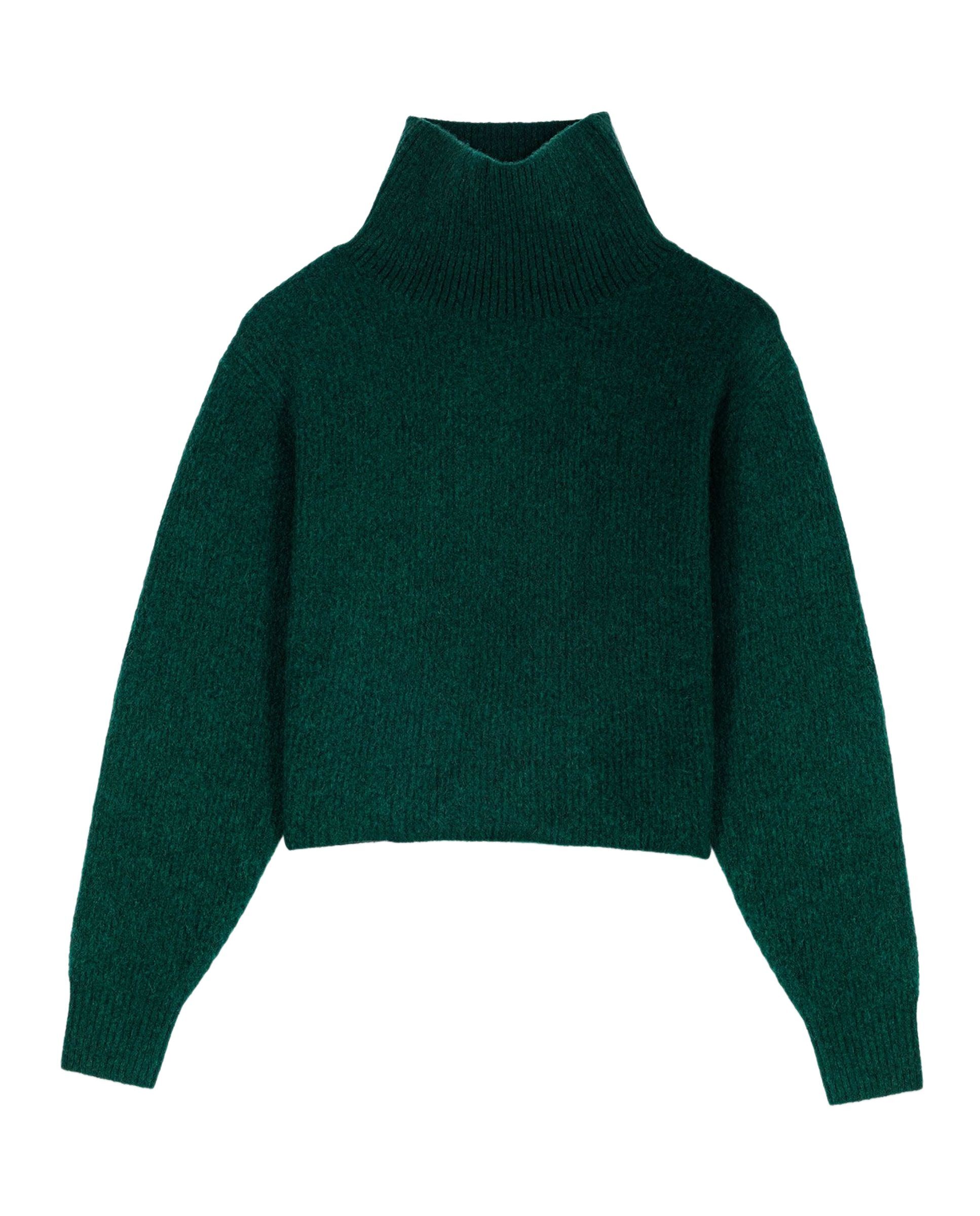 Jersey de cuello vuelto holgado de mujer de yak - Maje - Verde Verde-9