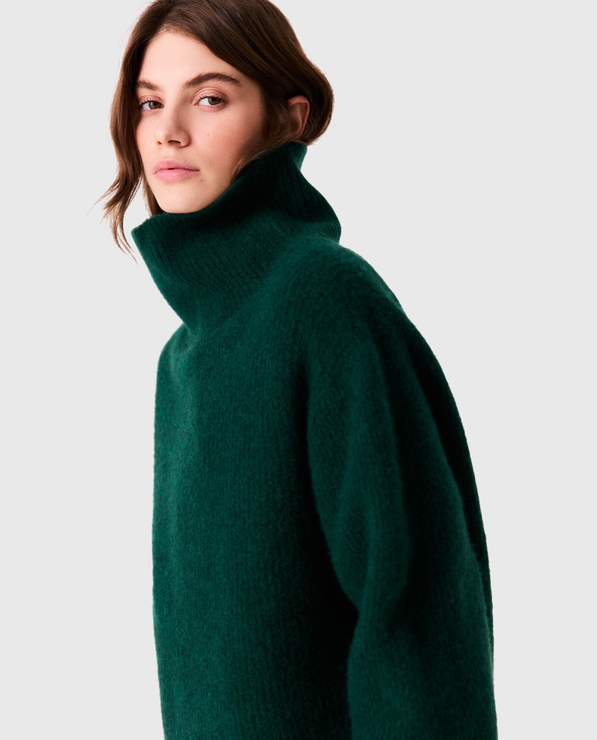 Jersey de cuello vuelto holgado de mujer de yak - Maje - Verde Verde-8