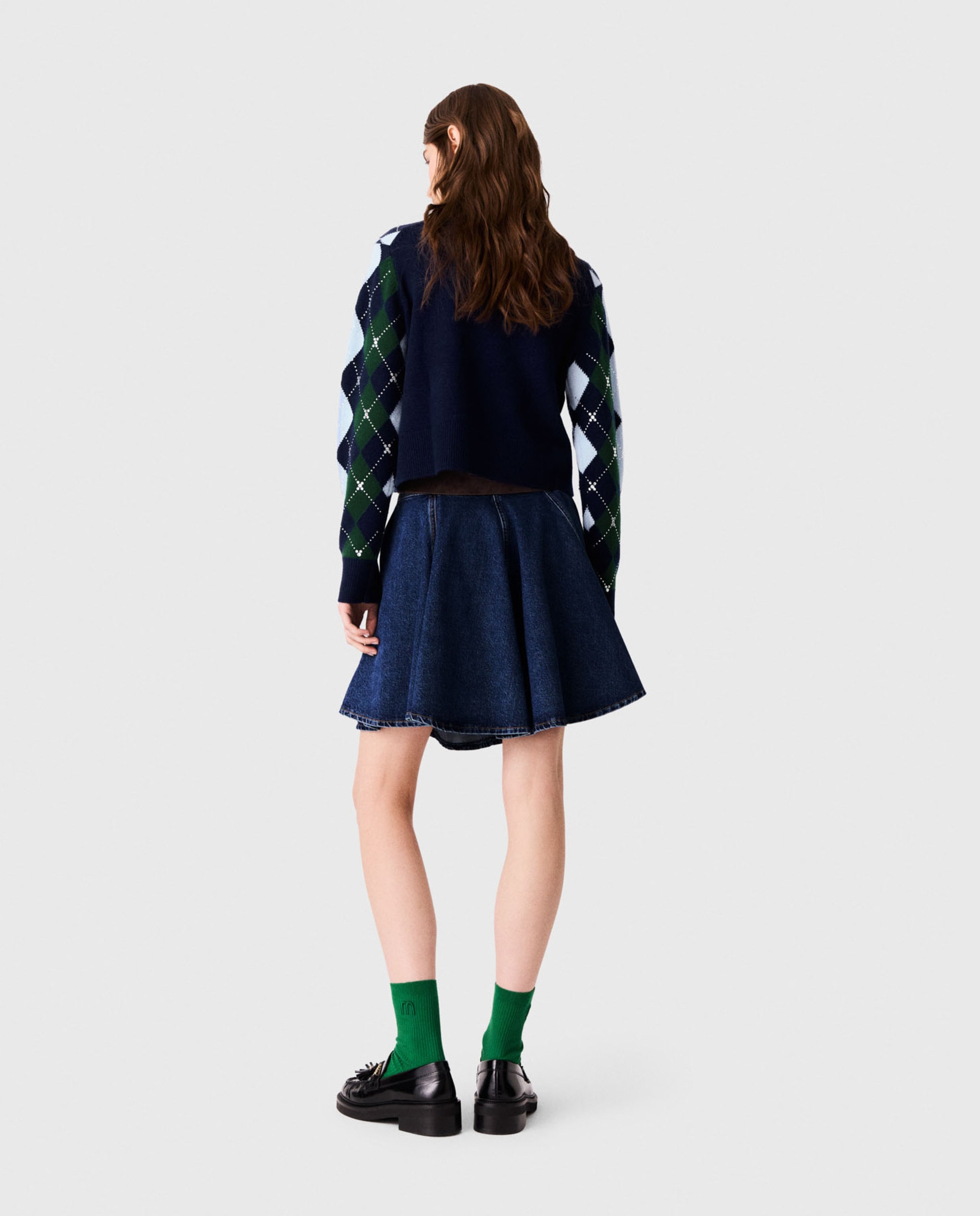 Jersey de lana para mujer corto con rombos y strass - Maje - Marino Marino-2