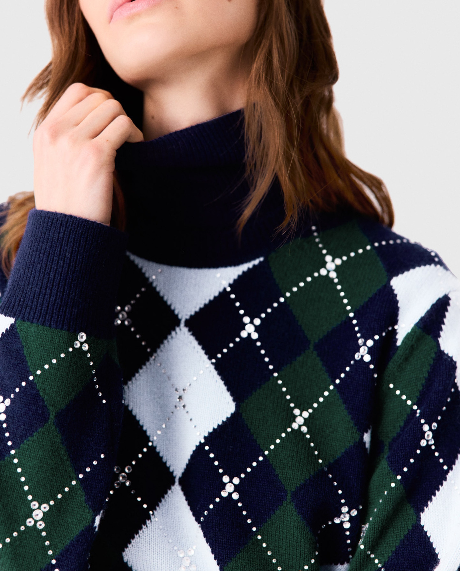 Jersey de lana para mujer corto con rombos y strass - Maje - Marino Marino-7
