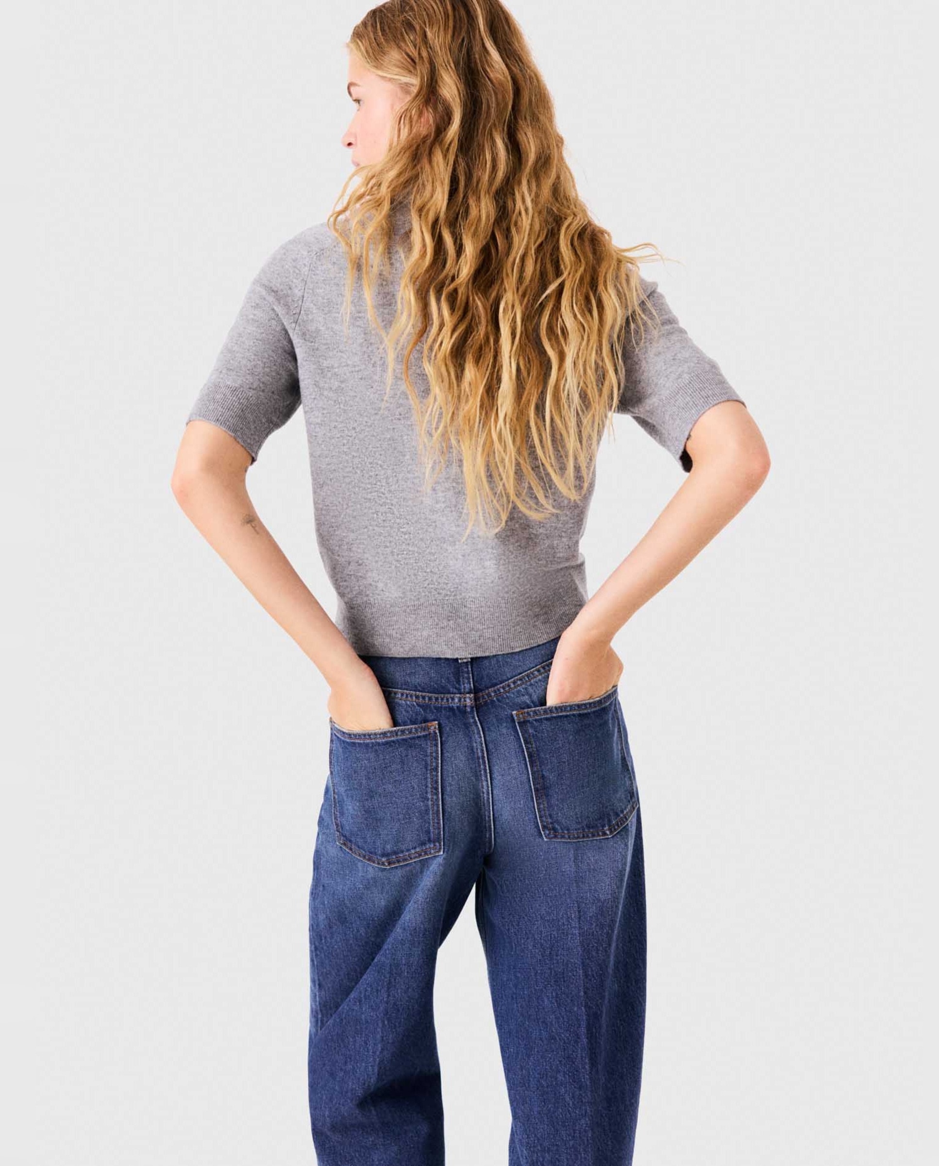 Jersey de mujer de lana ajustado con twilly de cadenas - Maje - Gris claro Gris claro-2