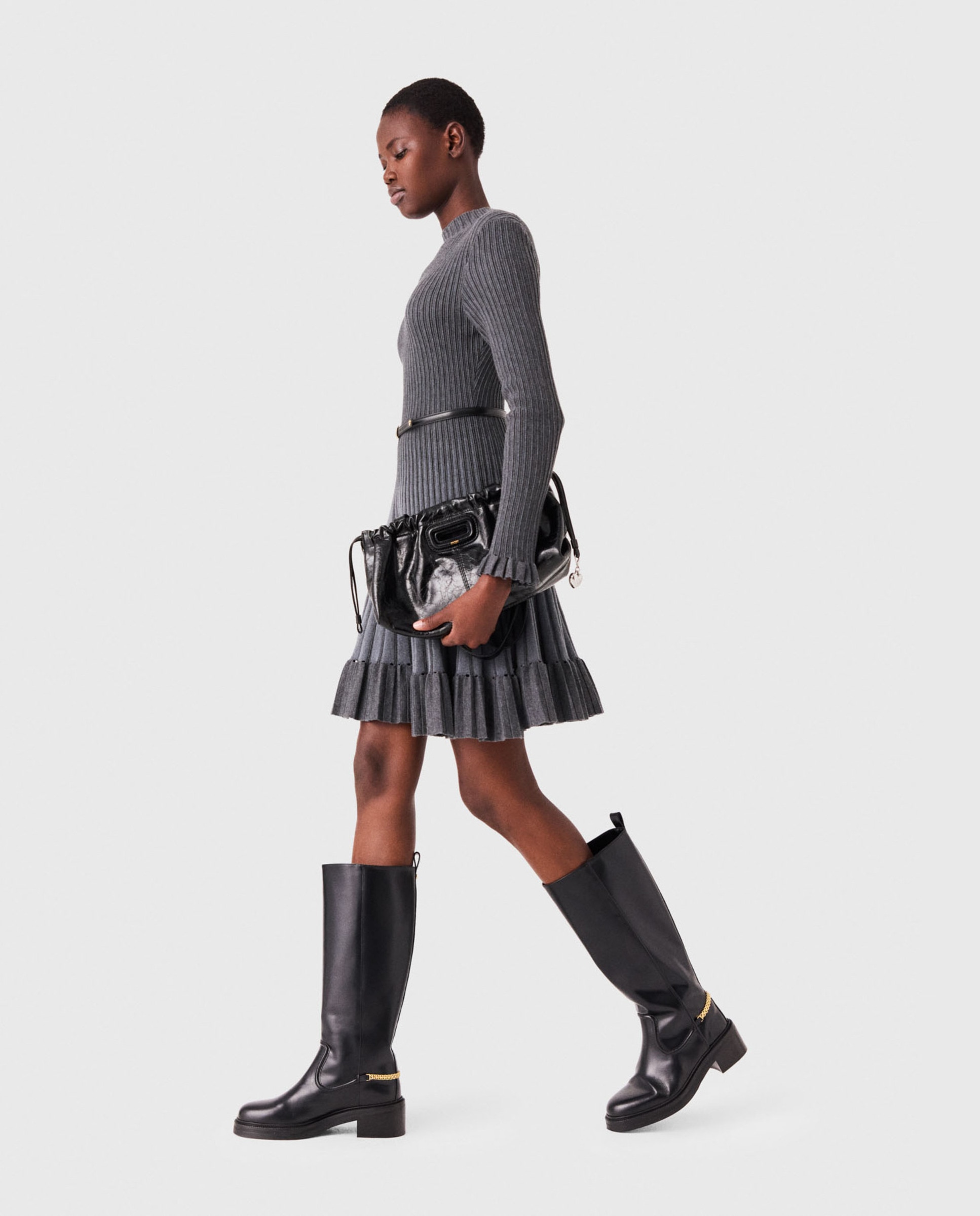 Imagen 2 de Vestido corto de punto acanalado degradado - Maje - Gris Gris