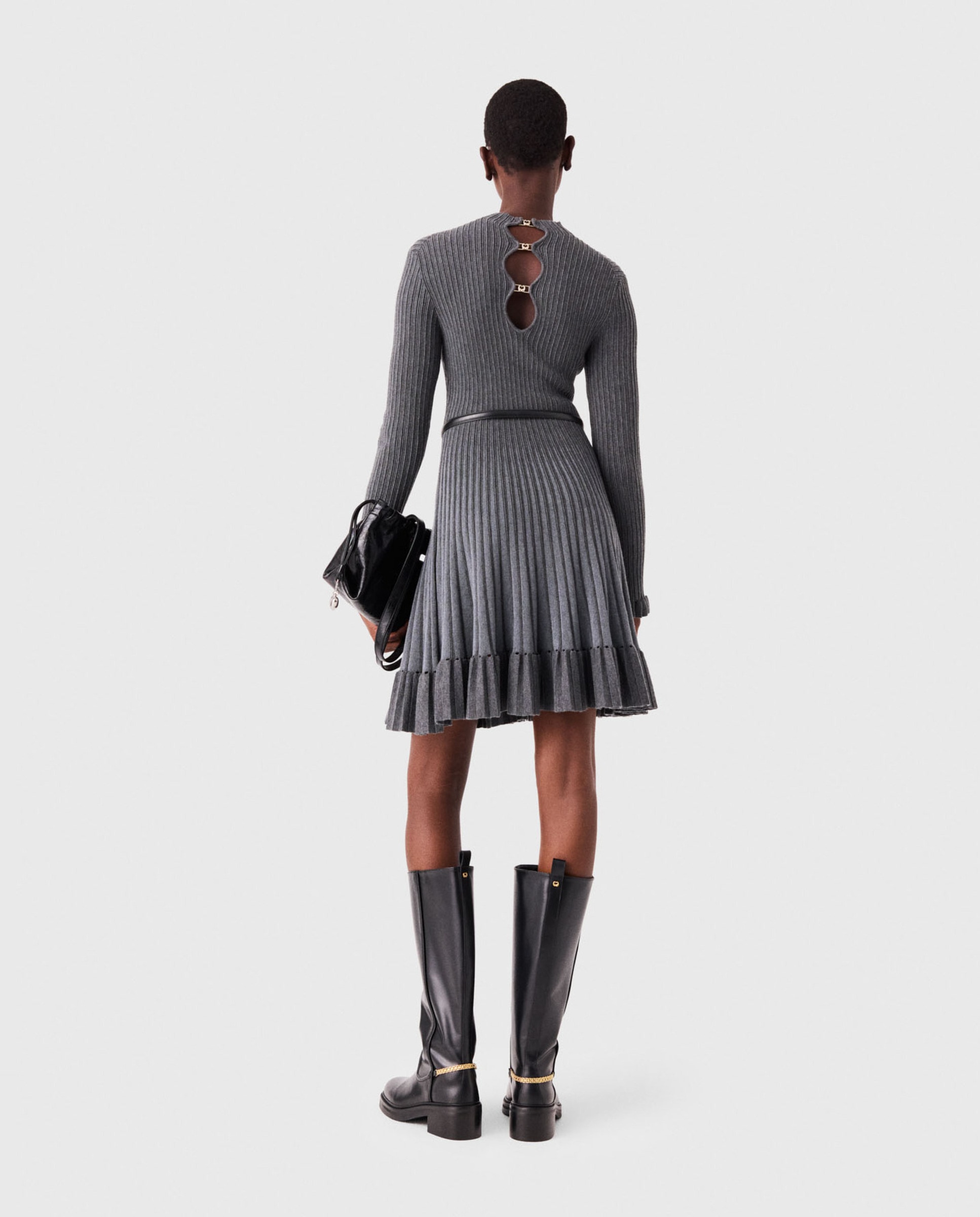 Imagen 3 de Vestido corto de punto acanalado degradado - Maje - Gris Gris