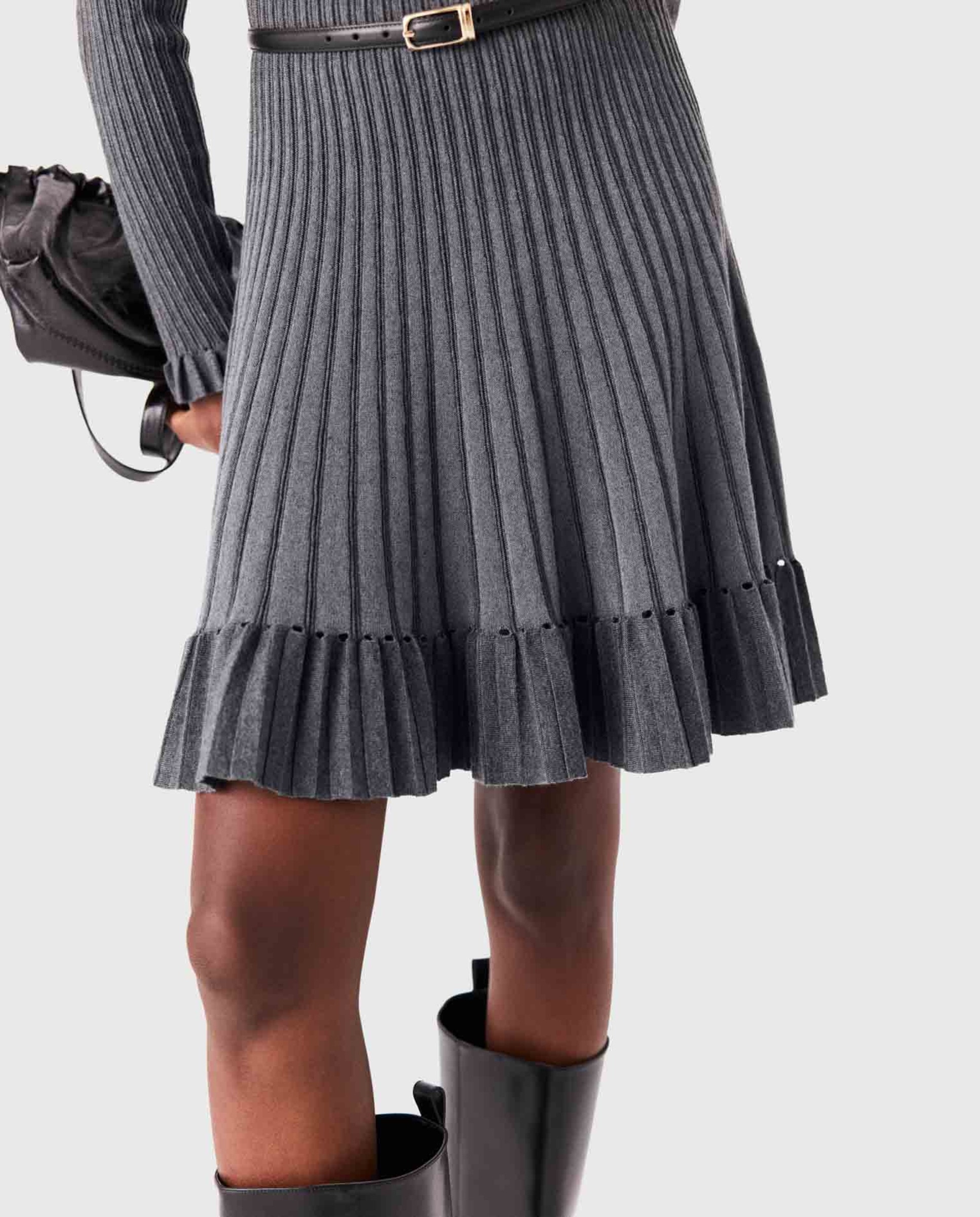 Imagen 5 de Vestido corto de punto acanalado degradado - Maje - Gris Gris
