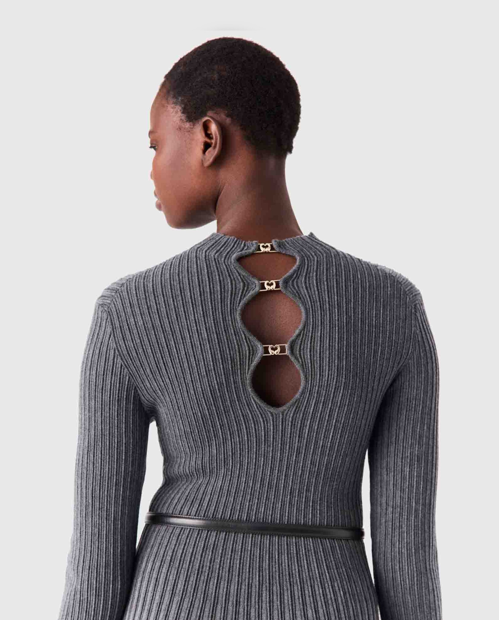 Imagen 6 de Vestido corto de punto acanalado degradado - Maje - Gris Gris