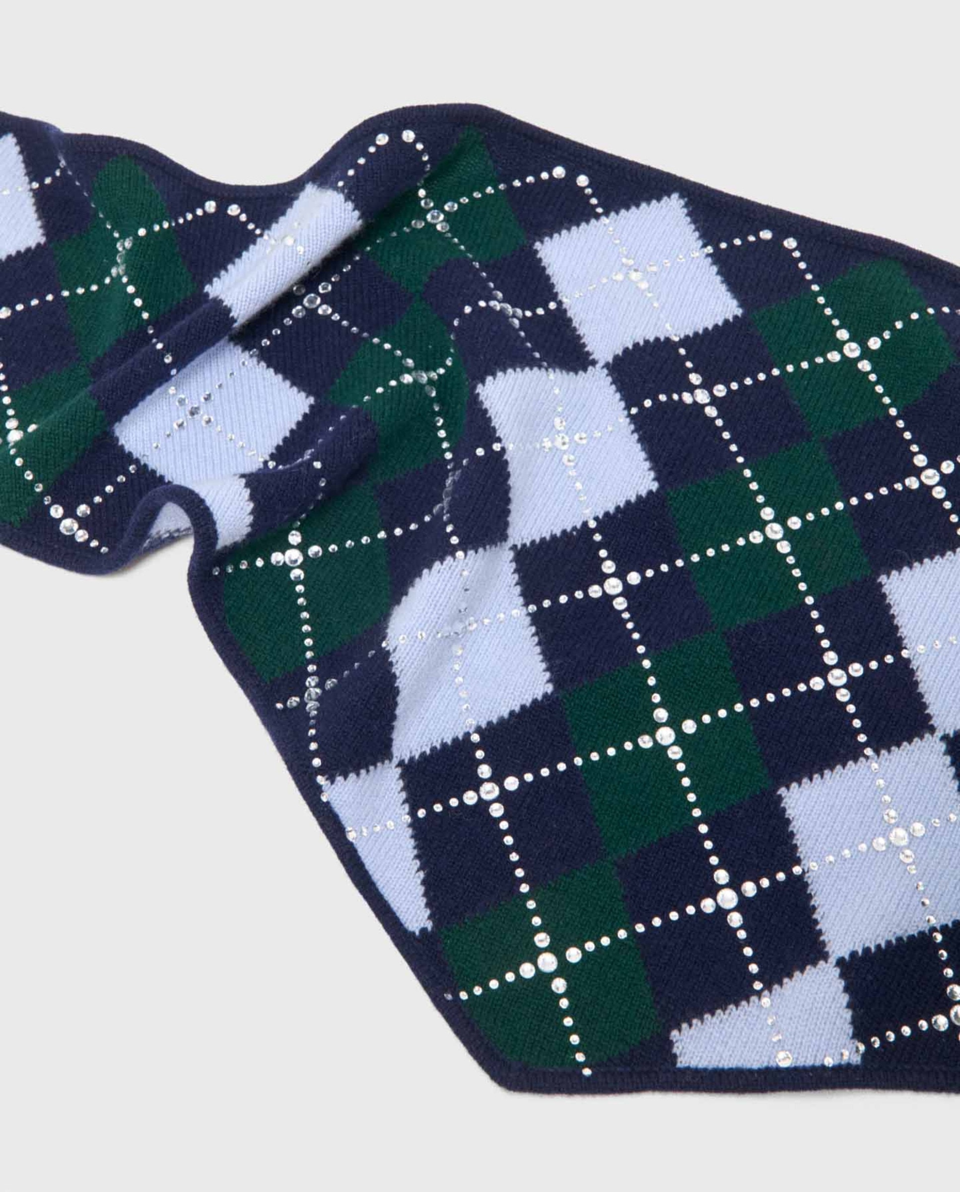 Pañuelo de mujer triangular de lana argyle con strass - Maje - Azul marino Azul marino-8
