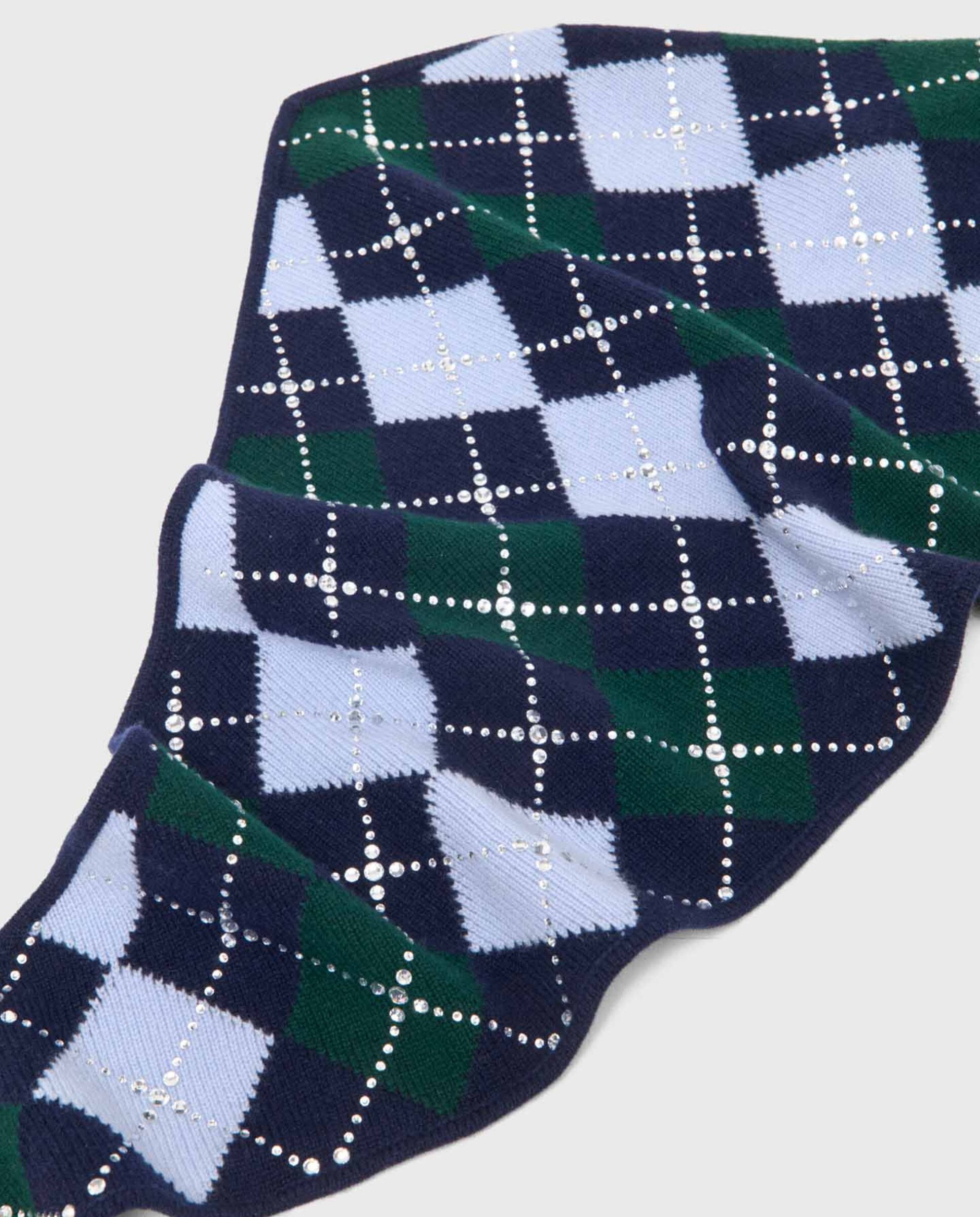 Pañuelo de mujer triangular de lana argyle con strass - Maje - Azul marino Azul marino-9
