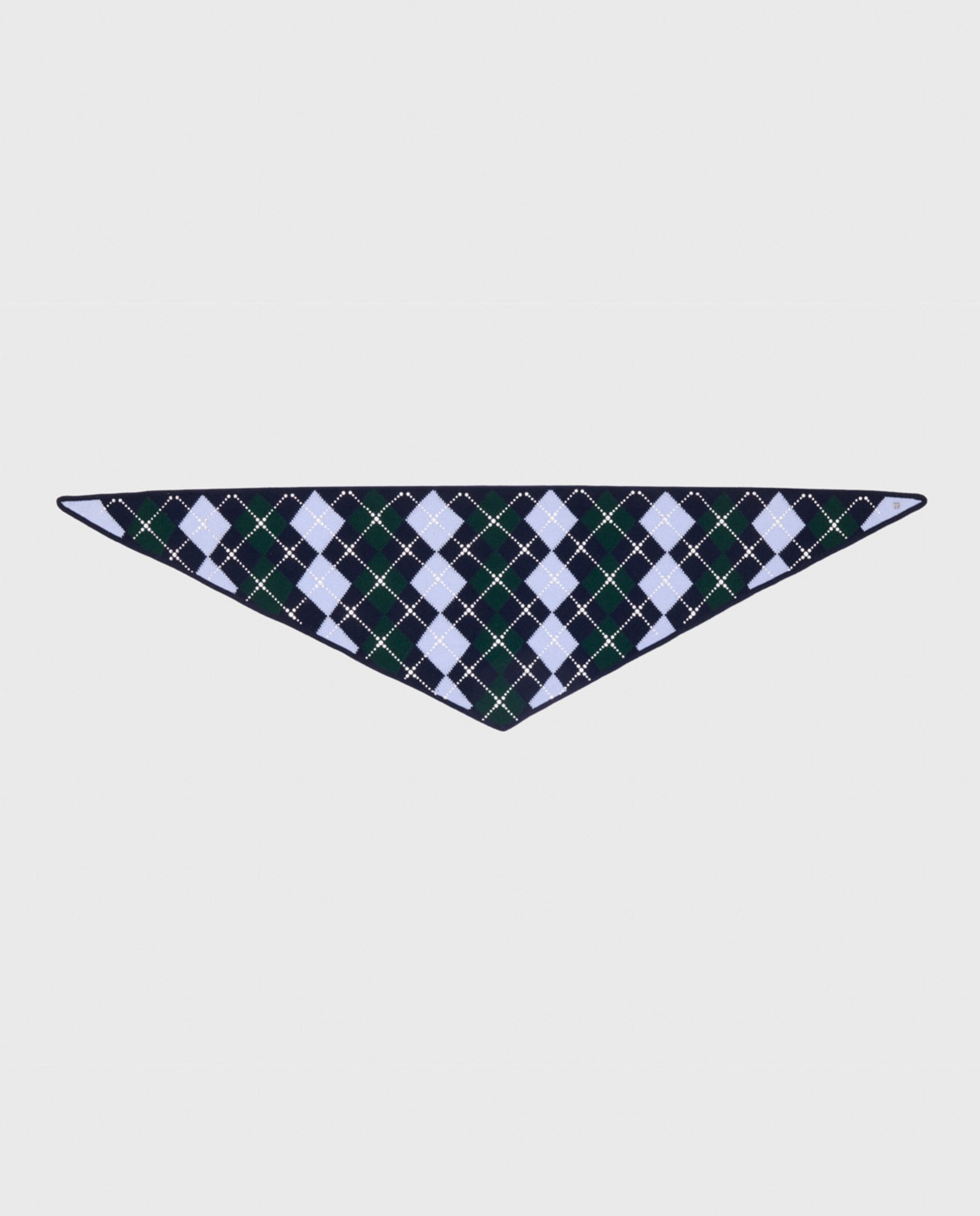 Pañuelo de mujer triangular de lana argyle con strass - Maje - Azul marino Azul marino-10
